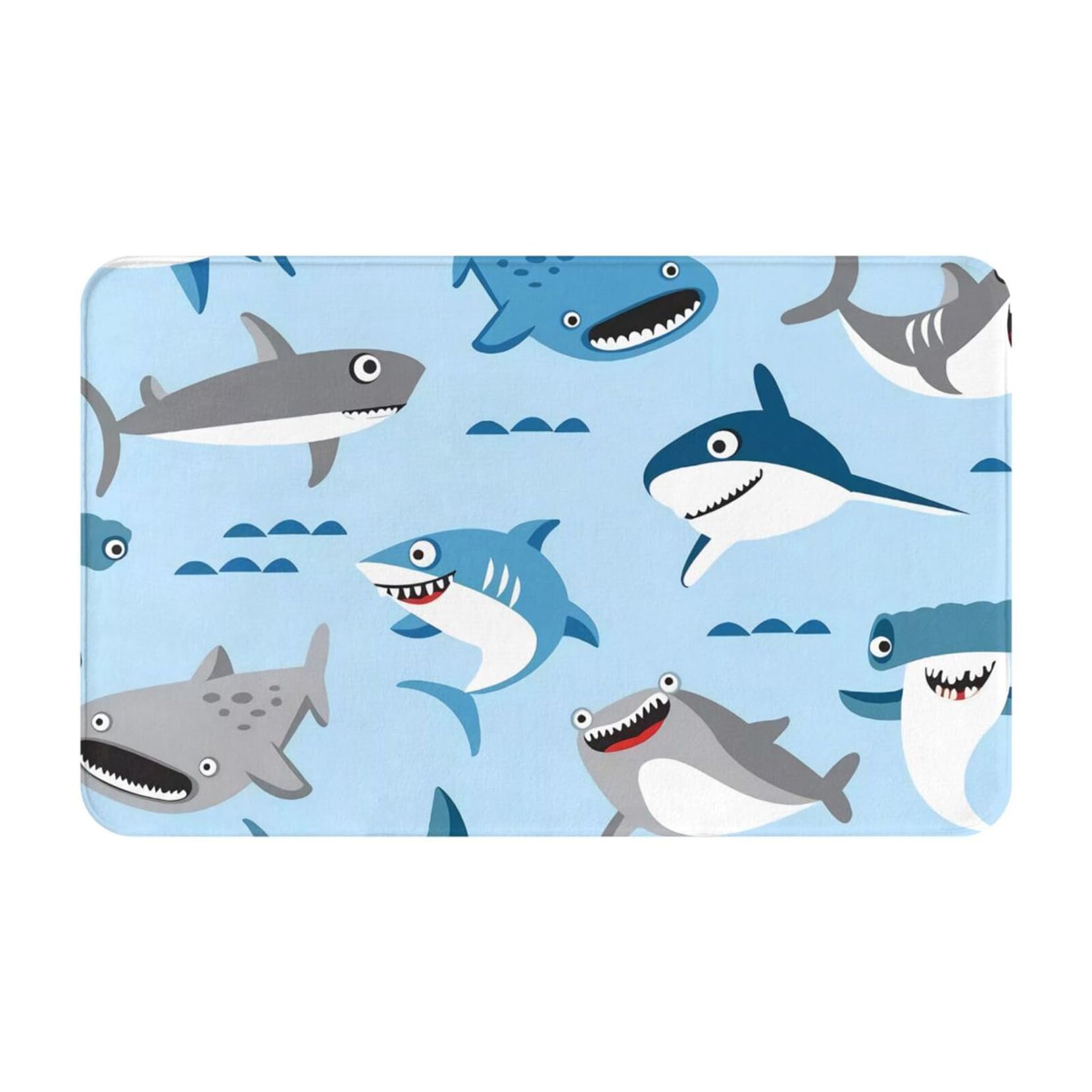Cute Shark Bath Rug - Non-Slip Absorbent Bath Mat, Soft Cozy Shark Rug for Bathroom, Doormat & Kitchen, Machine Washable, 20x31 Inches - Perfect for Kids' Bathroom, Beach House Decor & Shark-Themed Bedroom