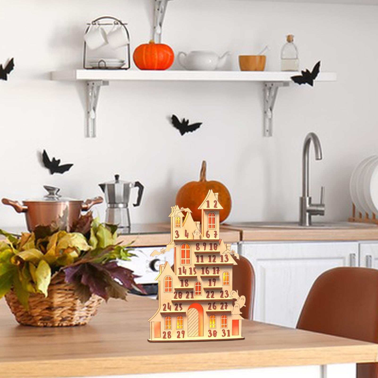 Wooden Halloween Advent Calendar 2024 - Countdown Blocks, Halloween Decorations, Spooky Holiday Countdown for Kids & Adults - Perfect for Home, Party & Classroom Decor