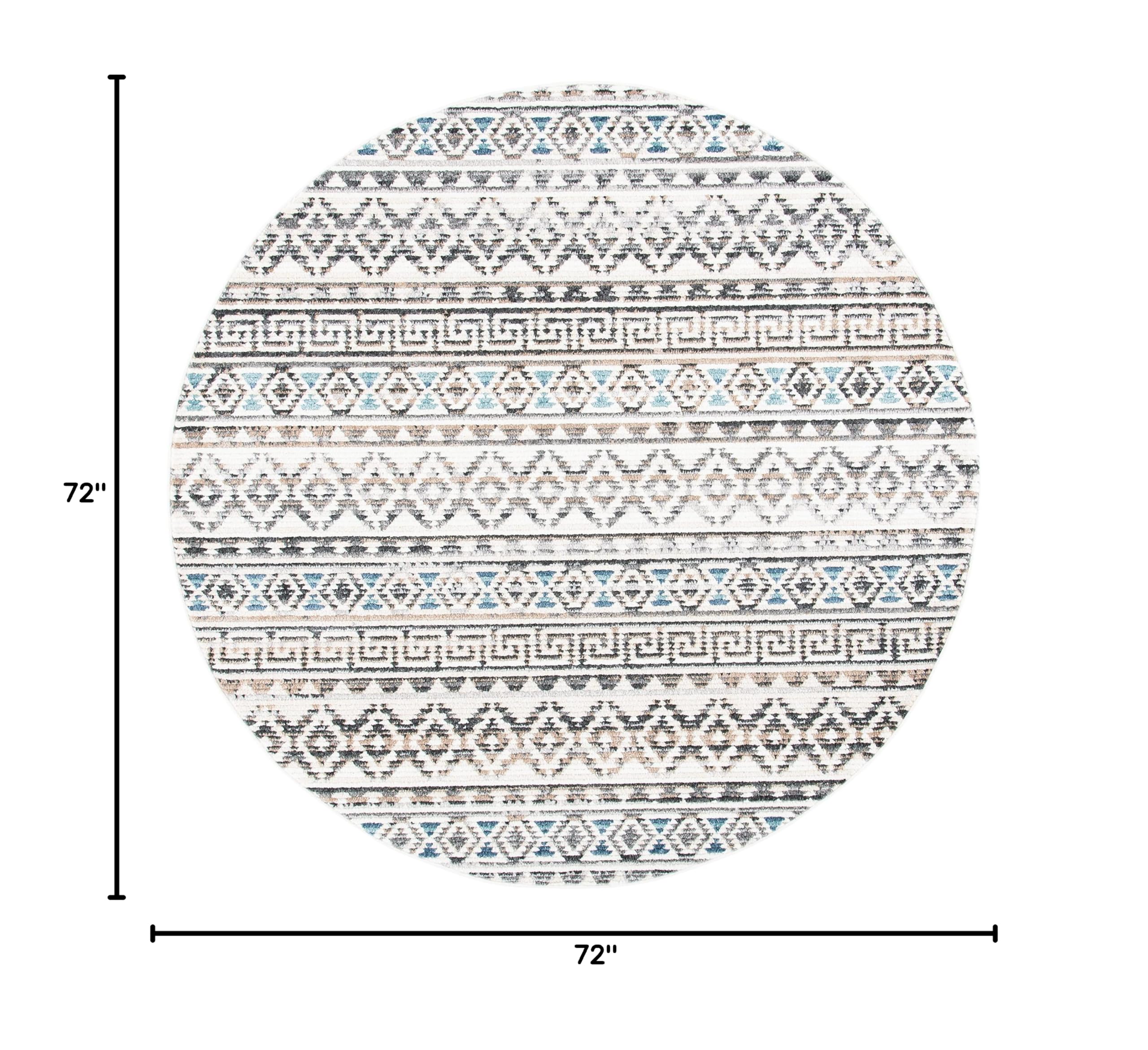 SAFAVIEH Sedona Collection 6' Round Ivory/Grey Moroccan Boho Tribal Area Rug - Non-Shedding, Durable for Dining Room, Entryway, Living Room & Bedroom | Perfect for Boho Chic Decor & High Traffic Areas