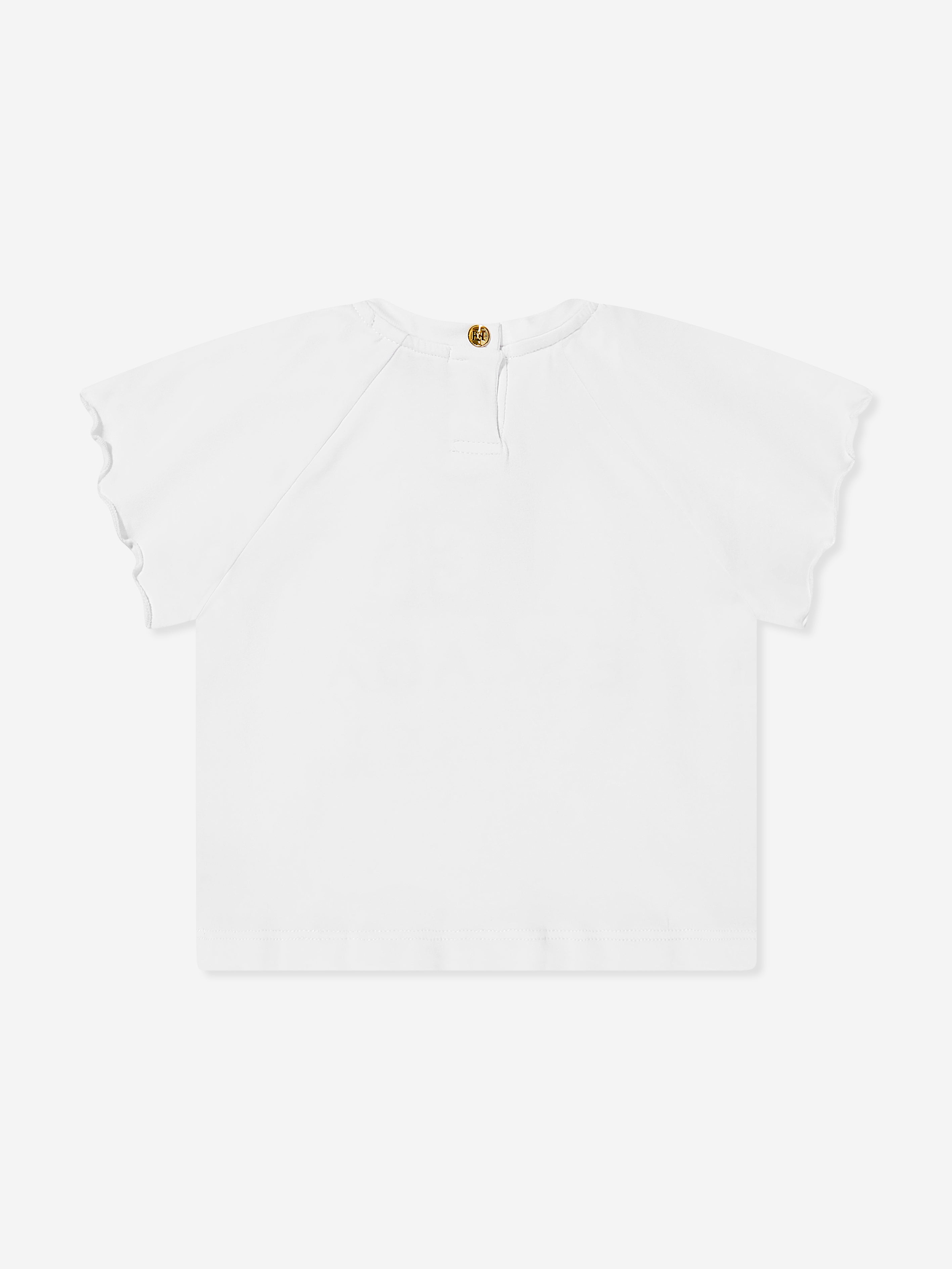 Baby Girls Embroidered Logo White T-Shirt - Cute Casual Outfit for Playdates & Family Photos