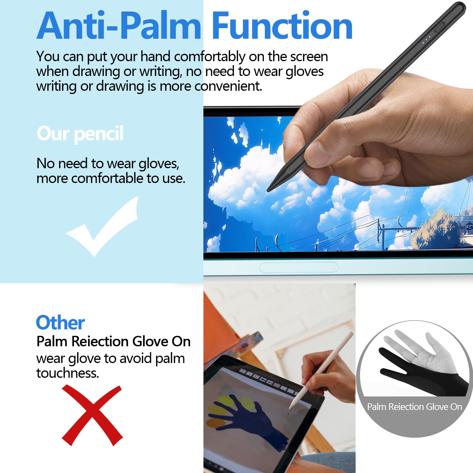 iPad Pencil Stylus for 10th/9th Generation - Compatible with iPad 2018-2022, iPad 10/9/8/7/6th Gen, Air, Pro & Mini - 15 Min Fast Charging, Palm Rejection & Tilt Sensitive (Black) - Perfect for Drawing, Note-Taking & Digital Art
