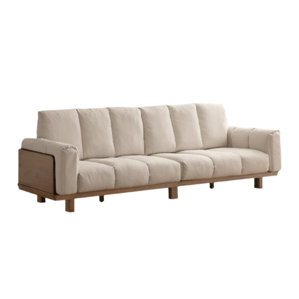 Modern Solid Wood Down Straight Sofa - Black Walnut & Ash Wood Frame - Perfect for Living Room, Lounge, or Office Comfort