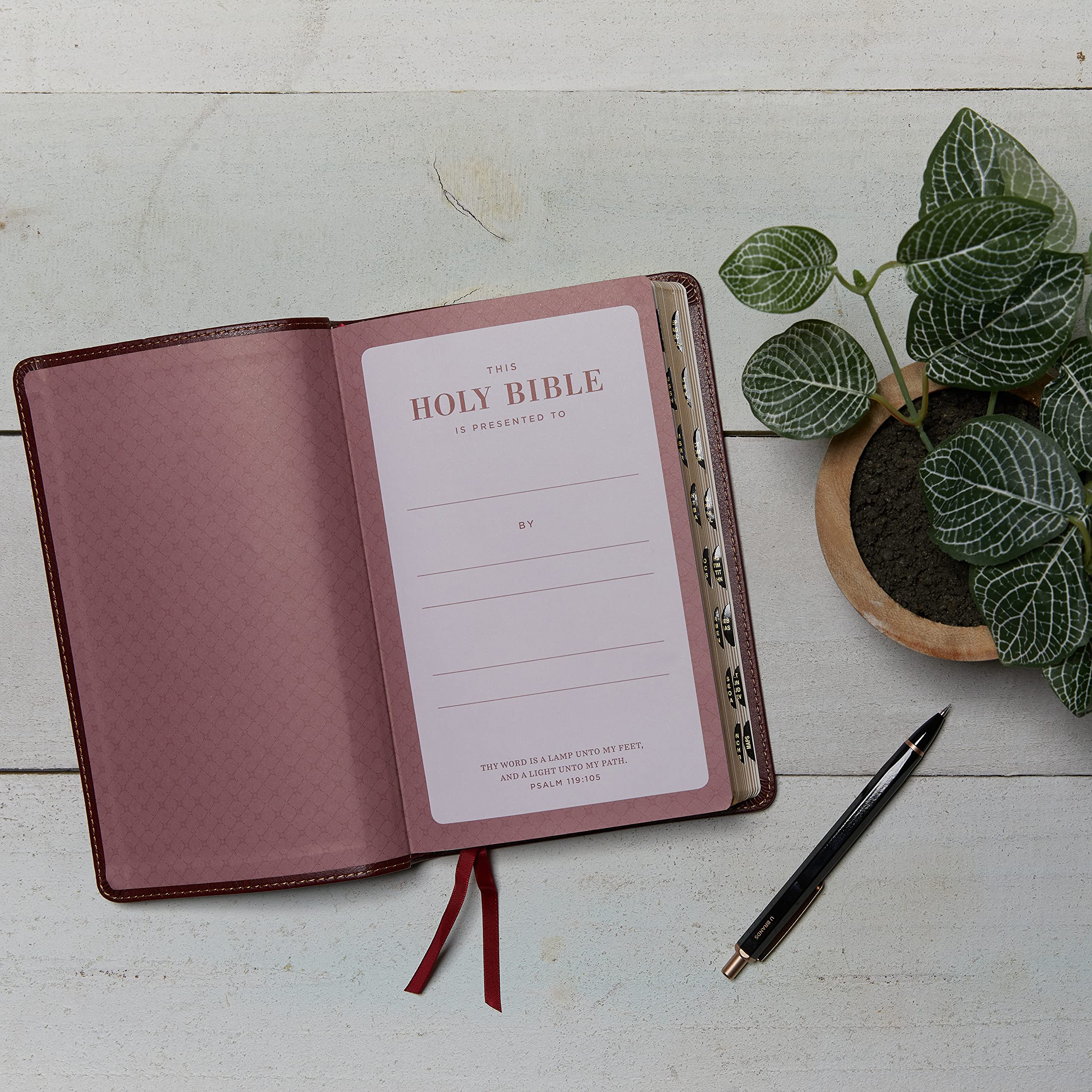 KJV Holy Bible Thinline Edition - Brown Leathersoft Cover, Red Letter Text, Comfort Print with Thumb Index - King James Version - Perfect for Church, Bible Study & Personal Devotion