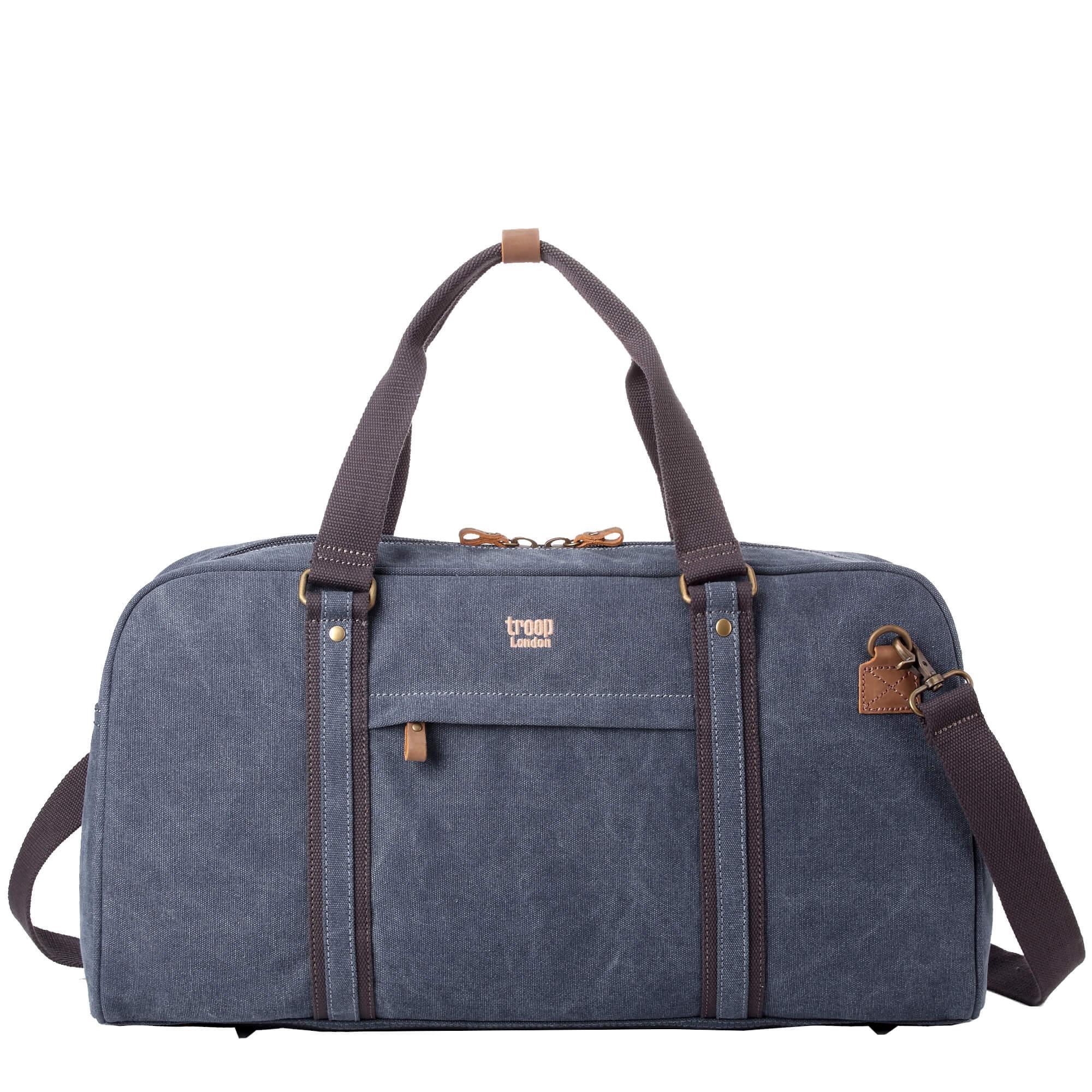 TRP0389 Troop London Classic Canvas Travel Duffel Bag - Large Water-Resistant Holdall for Gym, Weekend Trips & Air Travel | Durable Carry-On Luggage for Men & Women