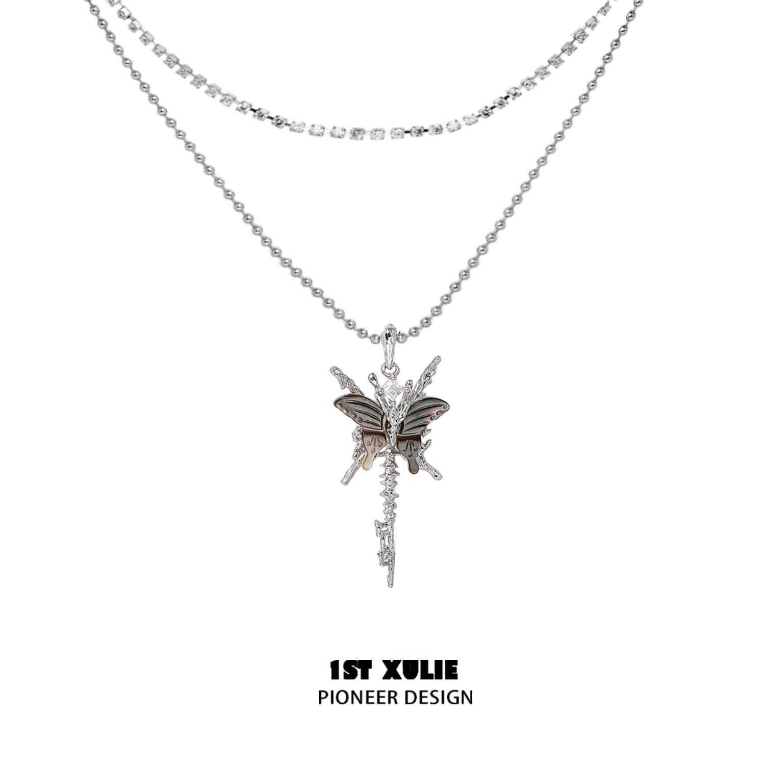 18K Gold Plated Butterfly Pendant Necklace with Pearl & White Shell - Elegant Jewelry for Women, Perfect for Valentine's Day Gifts, Anniversary Presents & Special Occasions