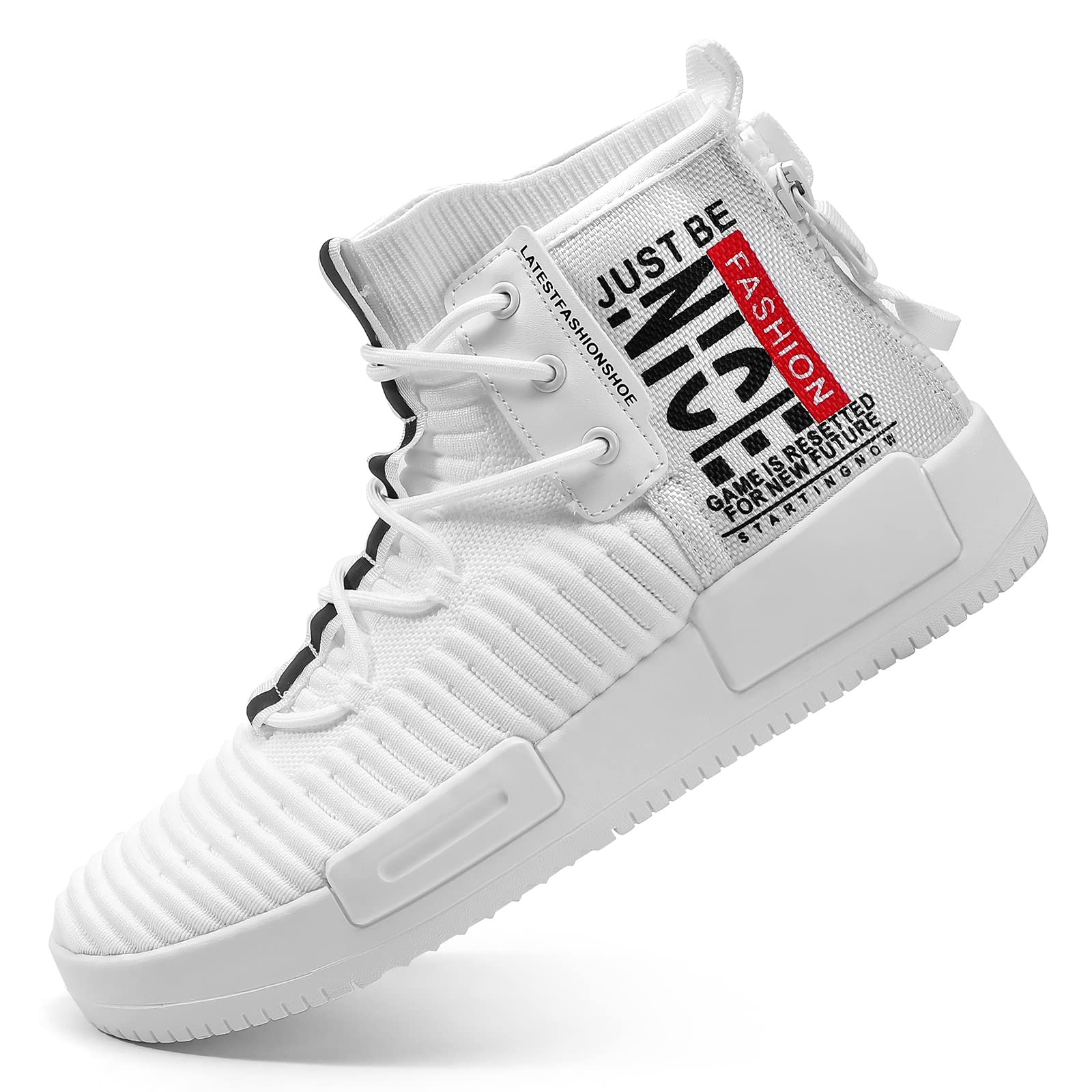 SANNAX Men's High Top Sneakers - Breathable Lace-Up Walking Shoes for Men | Casual Athletic & Hip Hop Fashion | Perfect for Gym, Streetwear & Everyday Comfort