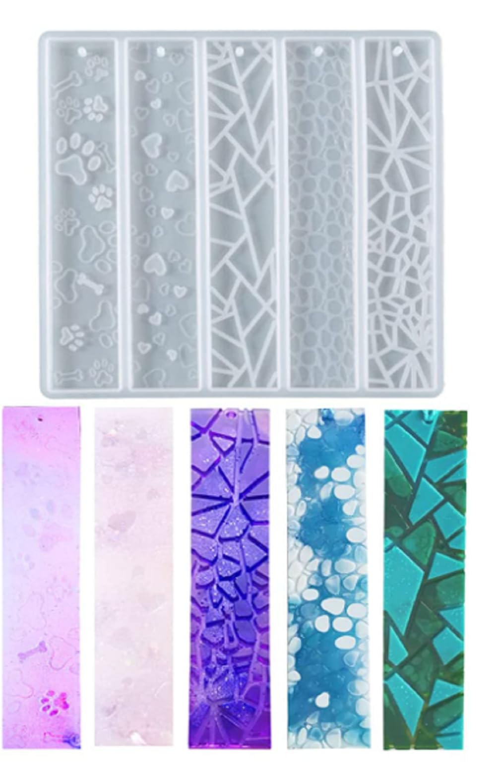 SNOOGG ™ 5-Piece Silicone Bookmark Molds for Epoxy Resin Casting - DIY Resin Art, Wedding Favors, Valentine's & Anniversary Gifts - Perfect for Crafting, Scrapbooking & Unique Handmade Presents