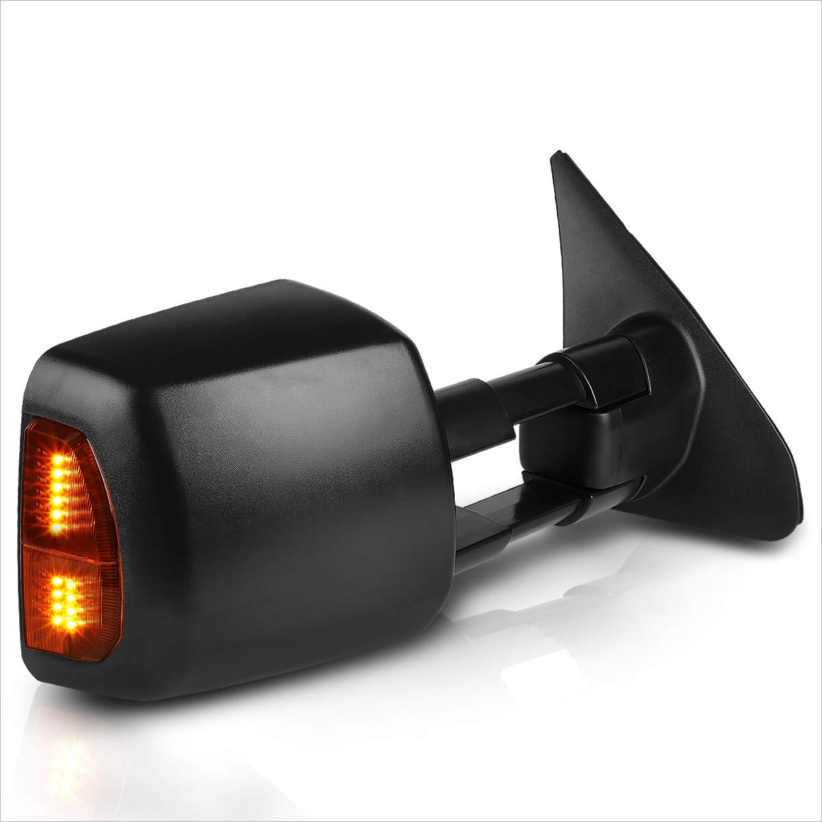 07-16 Toyota Tundra Power Heated Towing Mirrors with Amber LED Turn Signal - Passenger Side Black - Perfect for Towing Trailers & Enhanced Nighttime Visibility