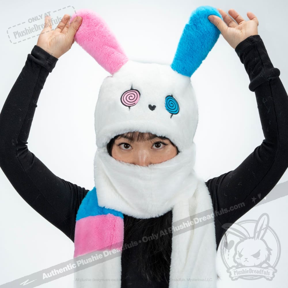 Scoodie Dreadful Gender Dysphoria Rabbit Scarf Hoodie - Soft Unisex Winter Wear for LGBTQ+ Pride, Cosplay & Cold Weather Fashion