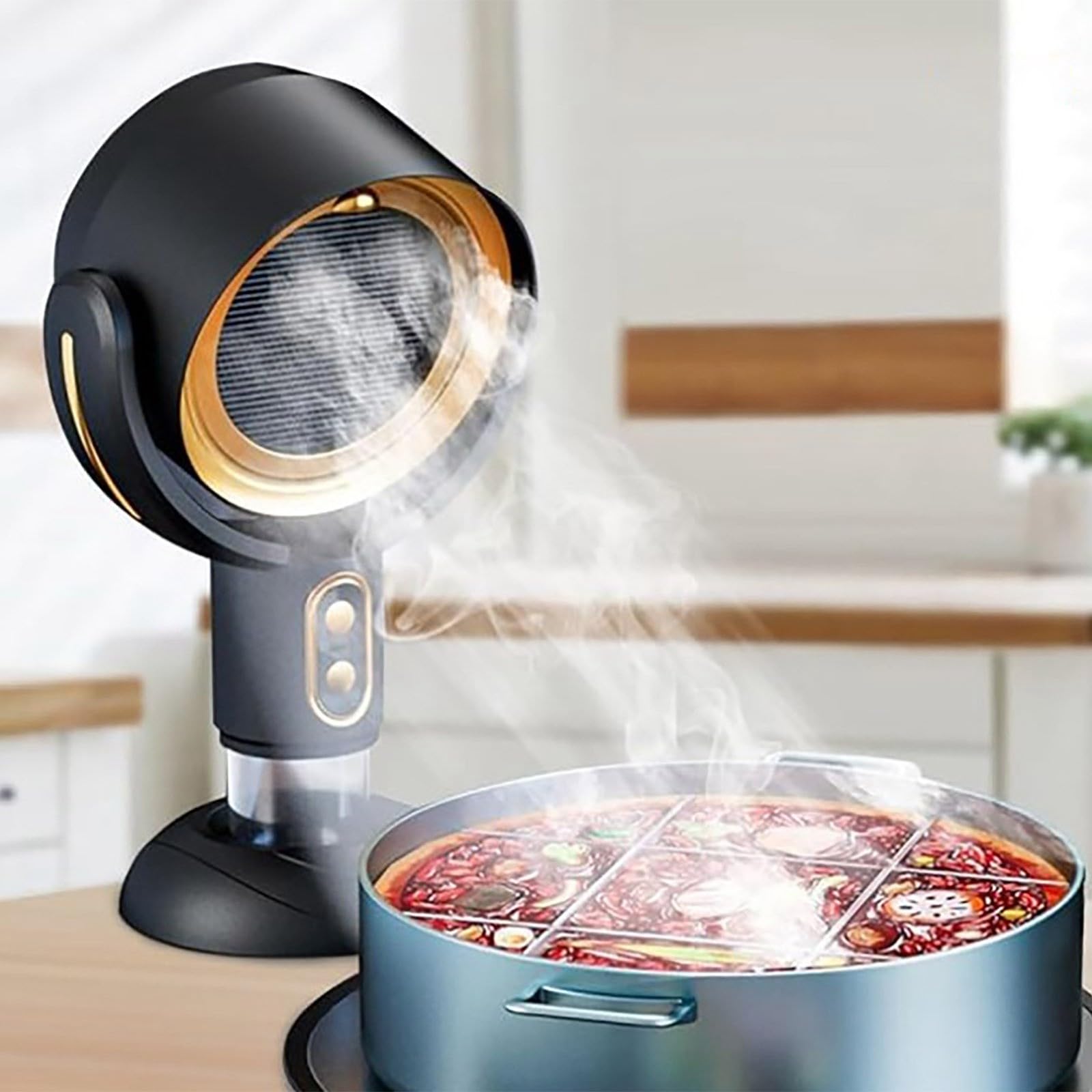 Portable Range Hood & Smoke Purifier for Indoor Cooking - Mini Kitchen Air Purifier with Removable Washable Filter - Perfect for Indoor BBQ, Hot Pot & Smoking (Black, Plug-in) - Ideal for Apartments, Camping & Small Kitchens