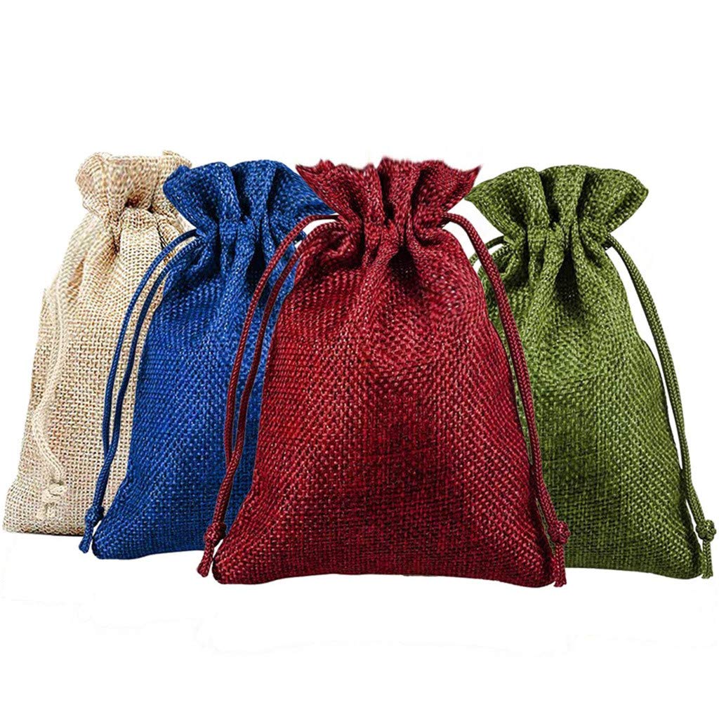 Festive Christmas Bell Pattern Gift Bags - Red Beaded Cotton Candy Bags for Holiday Treats & Home Decor | Perfect for Party Favors, Stocking Stuffers & Tree Ornaments