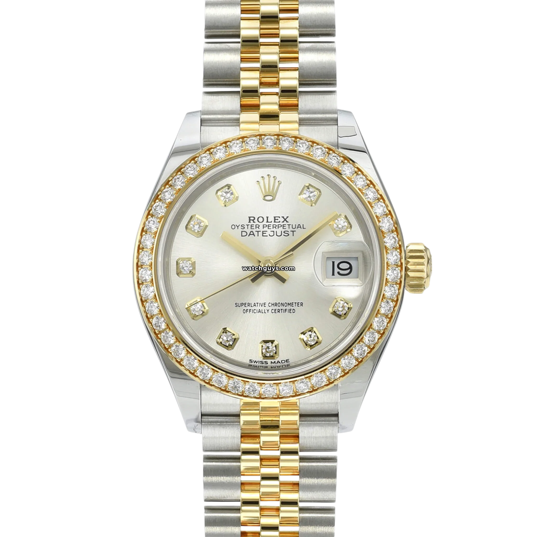 Rolex Datejust 279383RBR 36mm Silver Dial Diamond Bezel Watch for Men - Luxury Dress Watch for Business, Wedding & Special Occasions