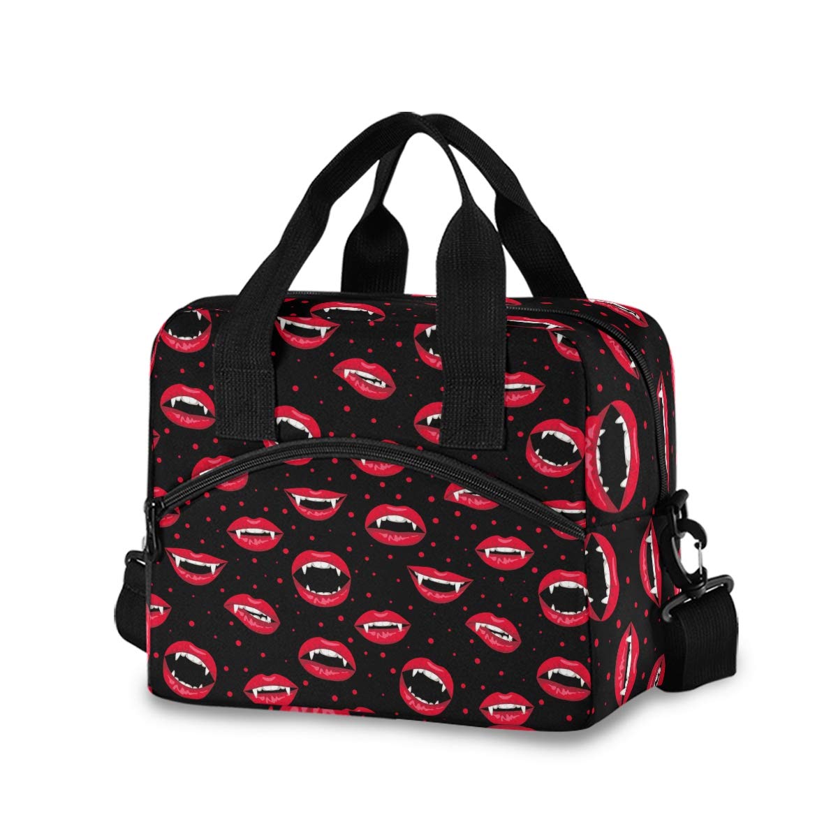 Stylish Red Vampire Lips Insulated Lunch Bag for Women - Crossbody Lunch Box Cooler Tote - Perfect for Work, School, Picnics & Outdoor Activities