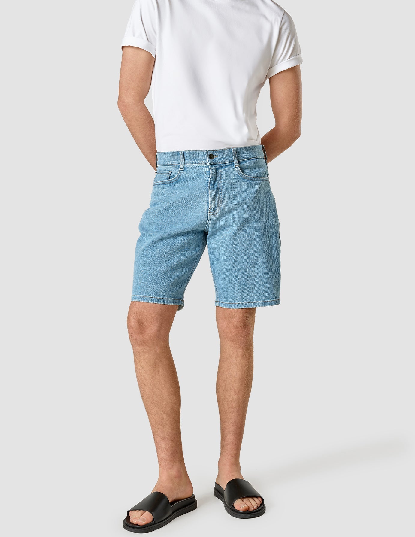 Classic Denim Shorts for Women - High Waisted Bright Blue Distressed Denim Shorts - Perfect for Summer, Beach, and Casual Outings