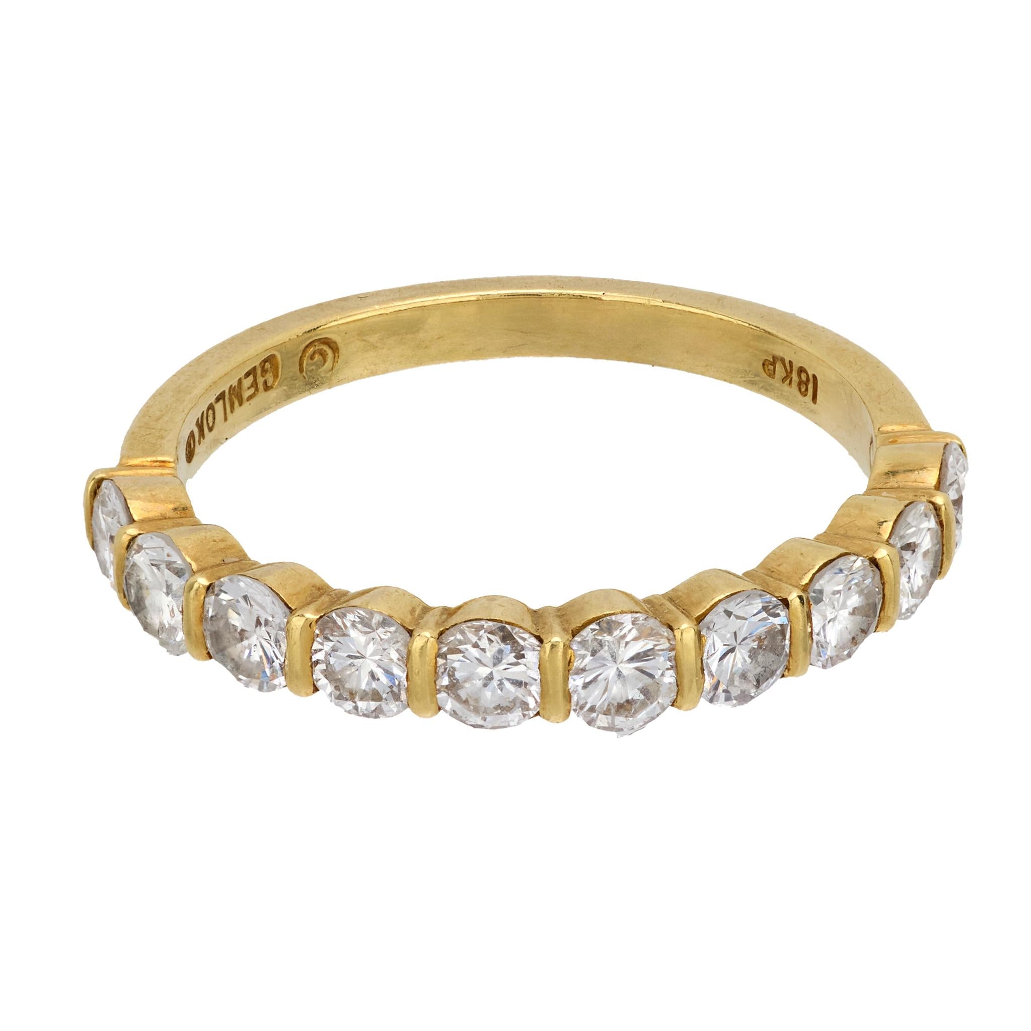 Vintage Gemlok Diamond 18K Yellow Gold Half Eternity Wedding Ring for Women - Perfect for Engagement, Anniversary & Bridal Jewelry Gifts