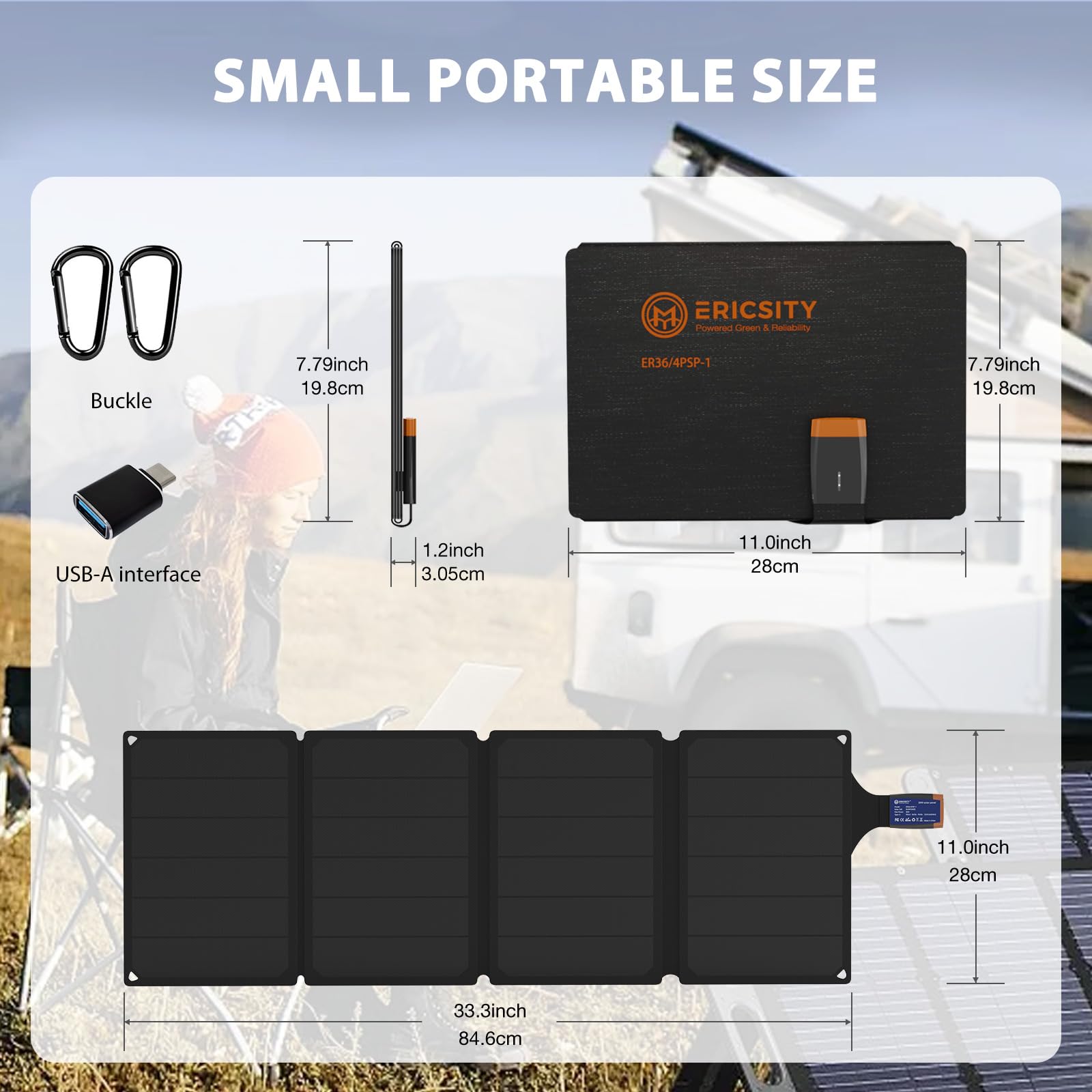 36W Solar Phone Charger Portable USB-C Fast Charging ETFE Solar Panel - Waterproof Outdoor Power Bank for Camping, Hiking, Emergency & Travel | Charge Smartphones, Tablets, Power Banks Anywhere