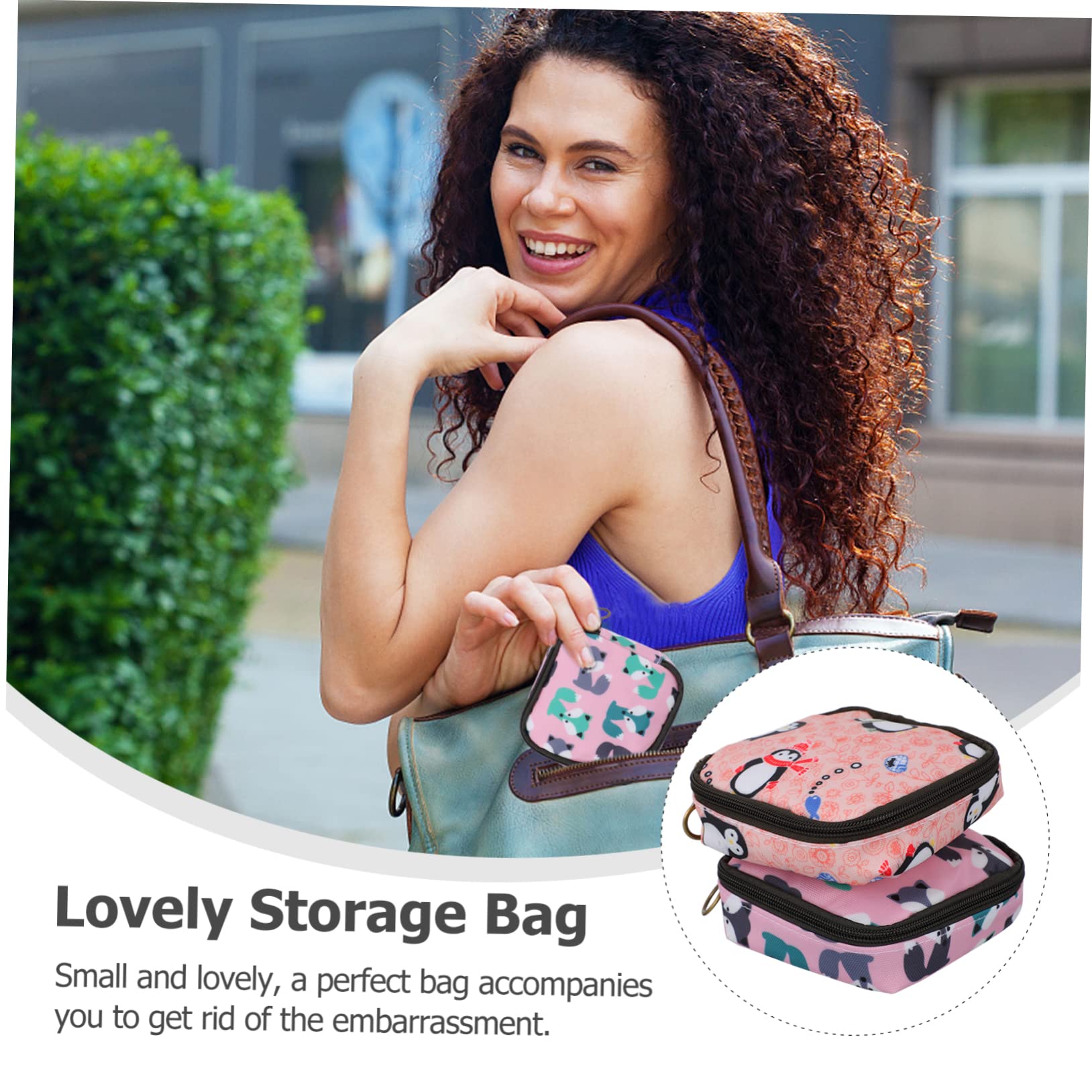 Healeved 2-Pack Zippered Sanitary Towel Storage Bags - Waterproof Toiletry Organizer & Coin Pouch for Travel, Gym, and Period Care Essentials