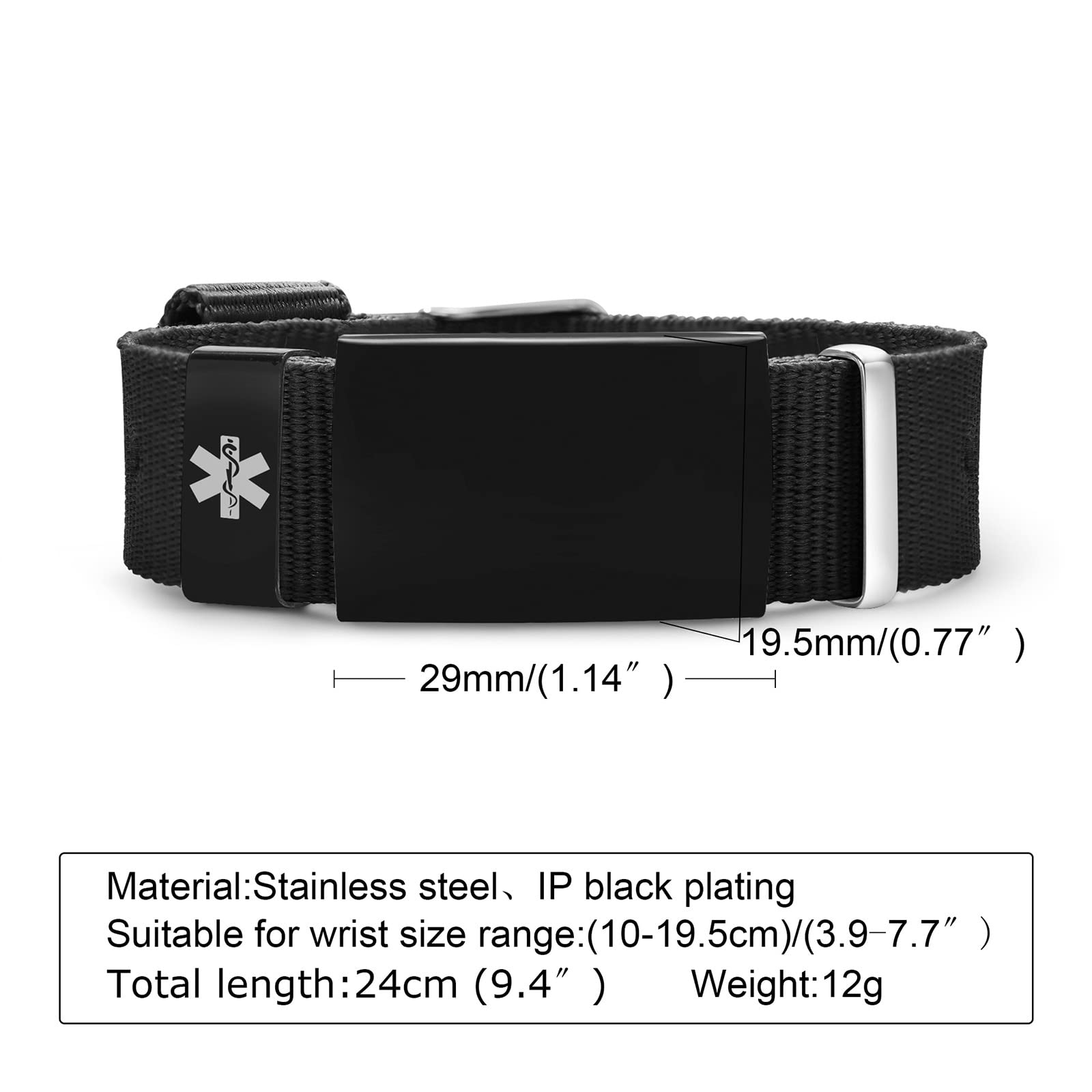VNOX Medical Alert Bracelets for Men & Women - Custom Engraved Sport Medical ID Bracelet for Allergies, Diabetes & Emergency - Perfect for Running, Hiking & Outdoor Activities