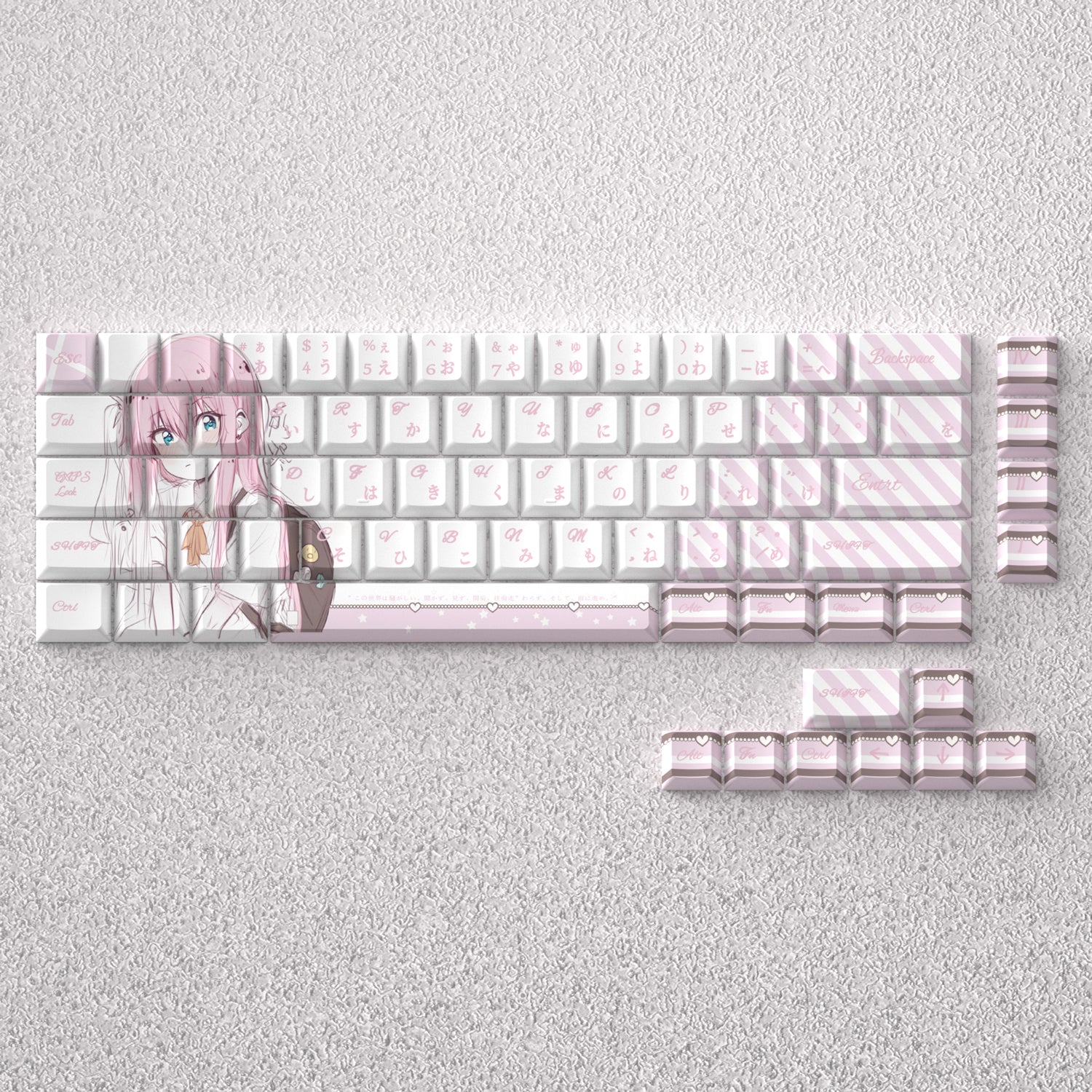 Gotoh Hitori Keycap Set - Original Height Anime Engraved PBT Keycaps for 60% 65% 68% Mechanical Keyboards - Perfect for Gaming, Typing & Custom Keyboard Builds