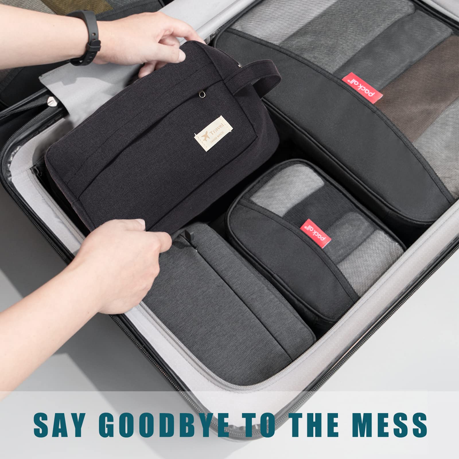 Waterproof Toiletry Bag for Men - Large Travel Wash Bag, Gym & Shaving Organizer, Business Travel Cosmetic Bag (Black) | Ideal for Business Trips, Gym, Camping & Bathroom Storage