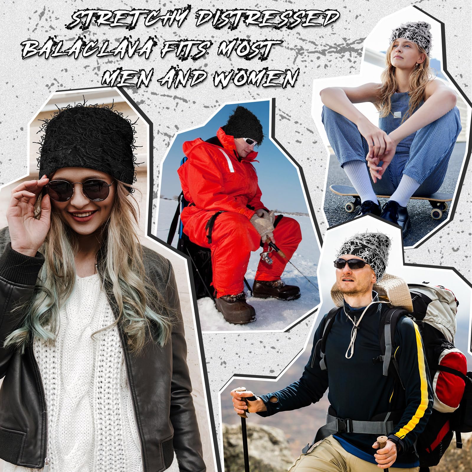 Ramede 2 Pack Distressed Knit Beanie - Fuzzy Winter Hats for Men & Women, Thick Warm Knit Cap for Outdoor Activities | Perfect for Skiing, Snowboarding & Cold Weather Fashion