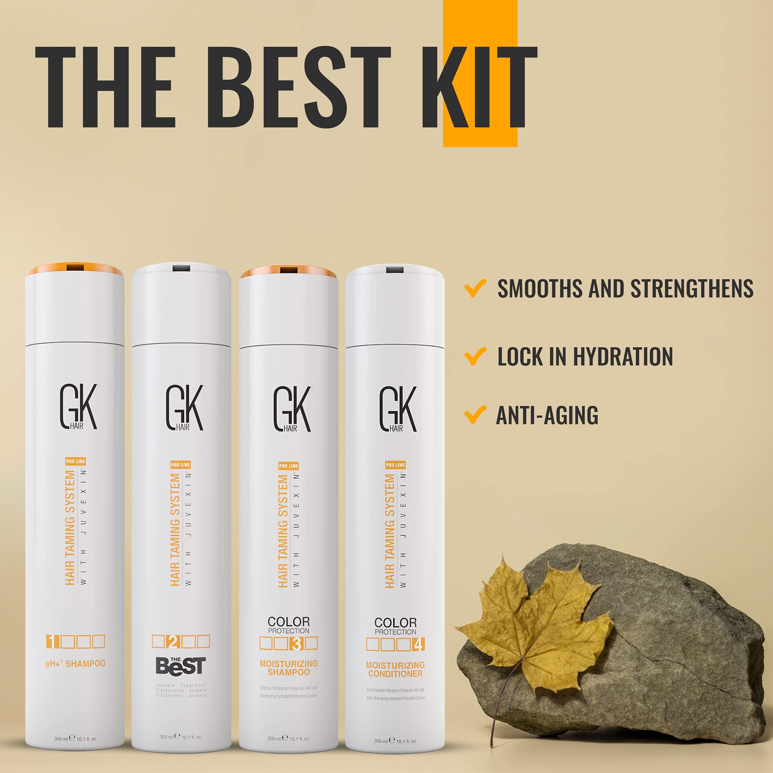 GK HAIR Global Keratin Professional Smoothing Treatment Kit (10.1 Fl Oz/300ml) - Brazilian Keratin Complex for Frizz-Free, Silky Straight Hair | Salon-Quality Blowout & Hair Straightening Solution for Smooth, Shiny Locks at Home