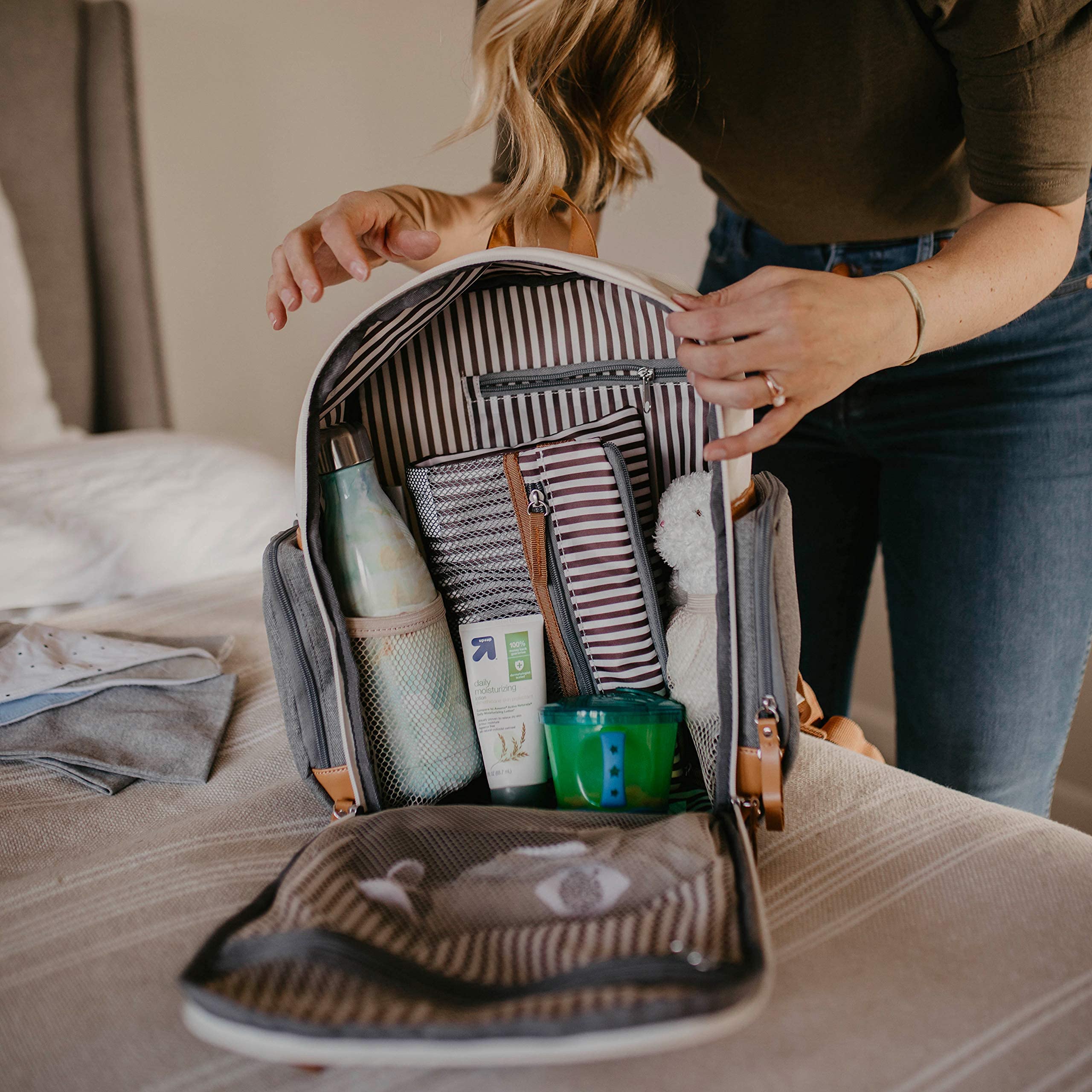 Parker Baby Diaper Backpack Gift Set - Premium Baby Shower Essentials with Changing Pad & Wet Dry Bag - Perfect for Travel, Daycare & New Parents On-the-Go