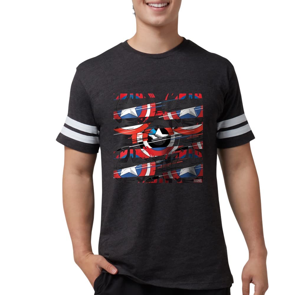 Captain America Shield Pattern Men's Football Shirt - Officially Licensed Marvel Superhero Jersey for Sports & Cosplay | Perfect for Game Day, Halloween & Comic Con