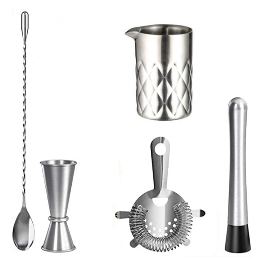 Professional Stainless Steel Bartender Kit - 18-Piece Cocktail Shaker Set with Mixing Glass, Jigger, Bar Spoon, Muddler & Strainer - Perfect for Home Bars, Cocktail Parties & Bartending Gifts