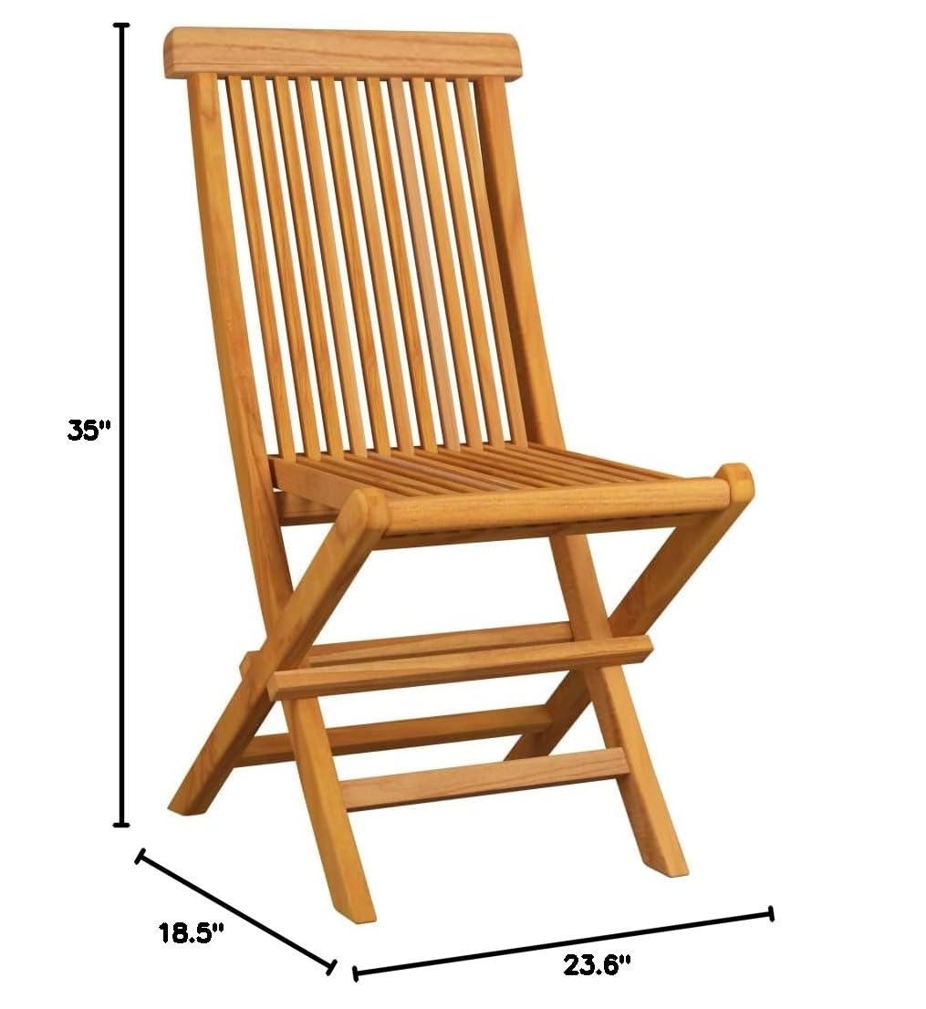 Premium 4-Piece Outdoor Patio Dining Chair Set - Solid Teak Wood with Taupe Cushions for Porch, Garden, Balcony, Poolside & Backyard - Perfect for Al Fresco Dining & Outdoor Relaxation