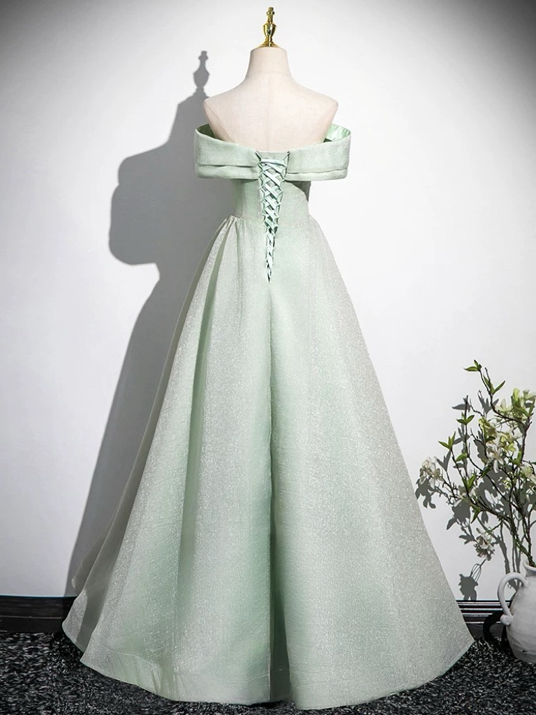 Elegant A-Line Off Shoulder Tulle Long Prom Dress in Emerald Green - Formal Evening Gown for Homecoming, Ball, Wedding Guest & Special Occasions