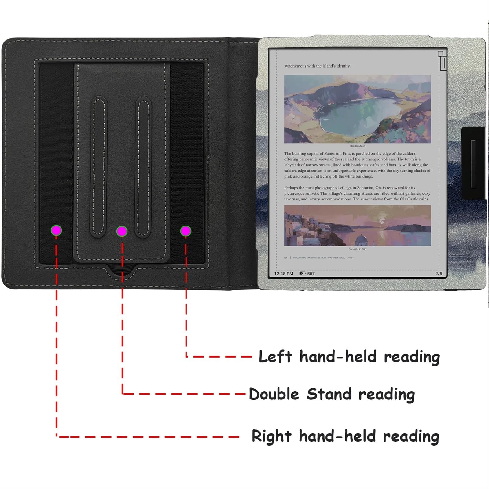 Premium Protective Case for Onyx Boox Page/Leaf3/Leaf2 E-Readers - Auto Sleep/Wake Cover with Double Stand & Hand Strap - 7