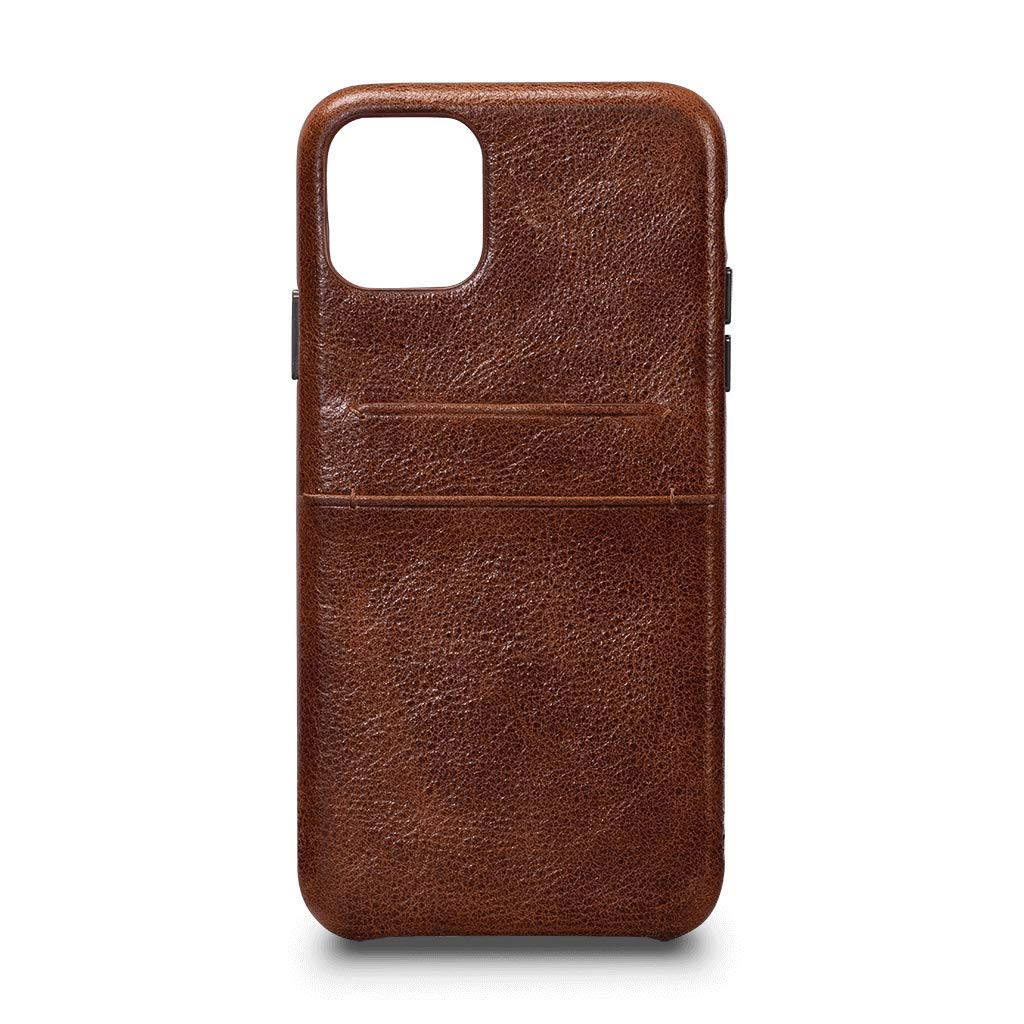 Premium Snap-On Leather Wallet Case for iPhone 11 Pro Max - Cognac Brown | RFID Blocking | Card Holder & Phone Protection | Perfect for Business Travel & Daily Use
