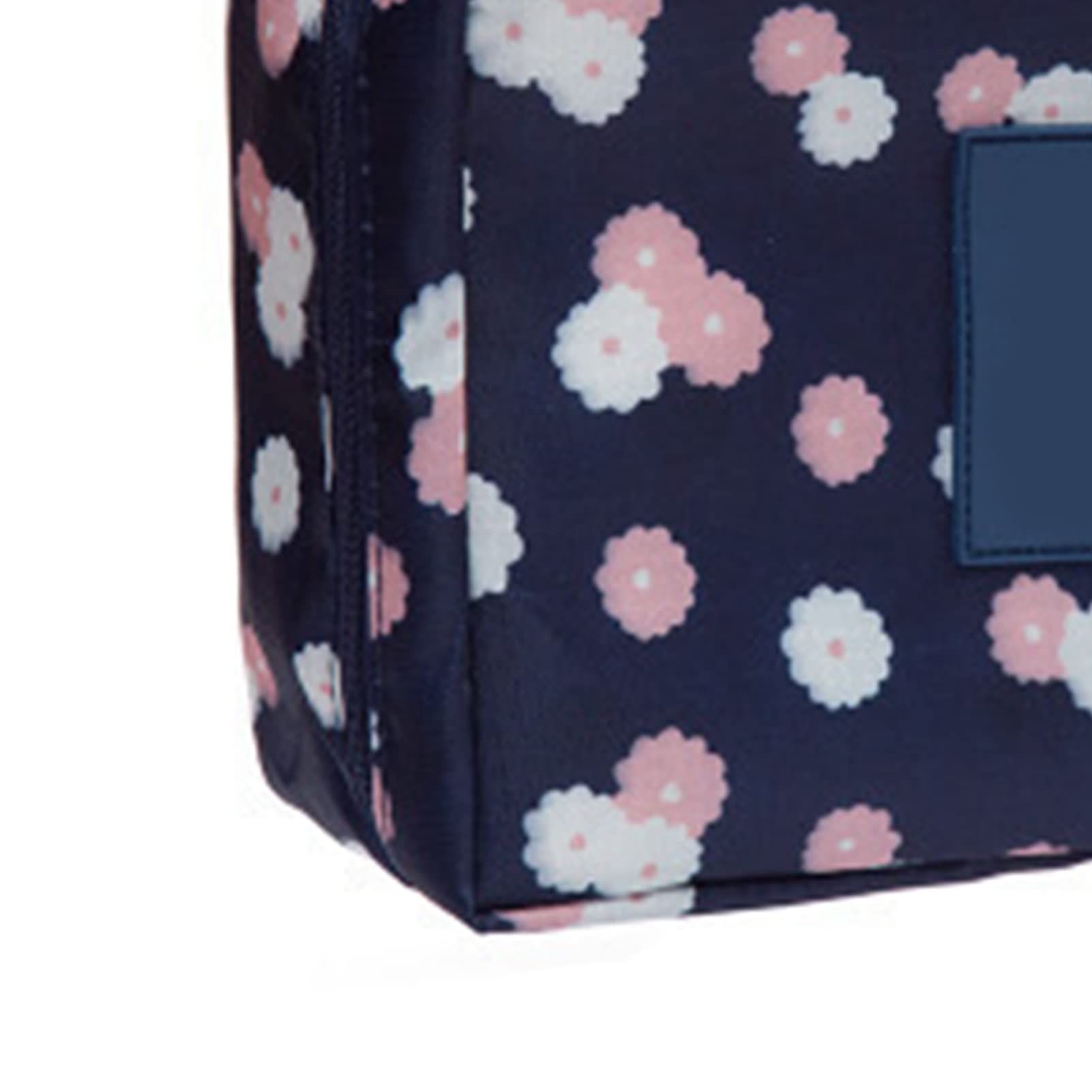 Waterproof Tetragonum Makeup Bag with Sturdy Handle - Travel Cosmetic Organizer for Women, Navy Blue - Perfect for Airplane Carry-on, Gym & Daily Essentials Storage