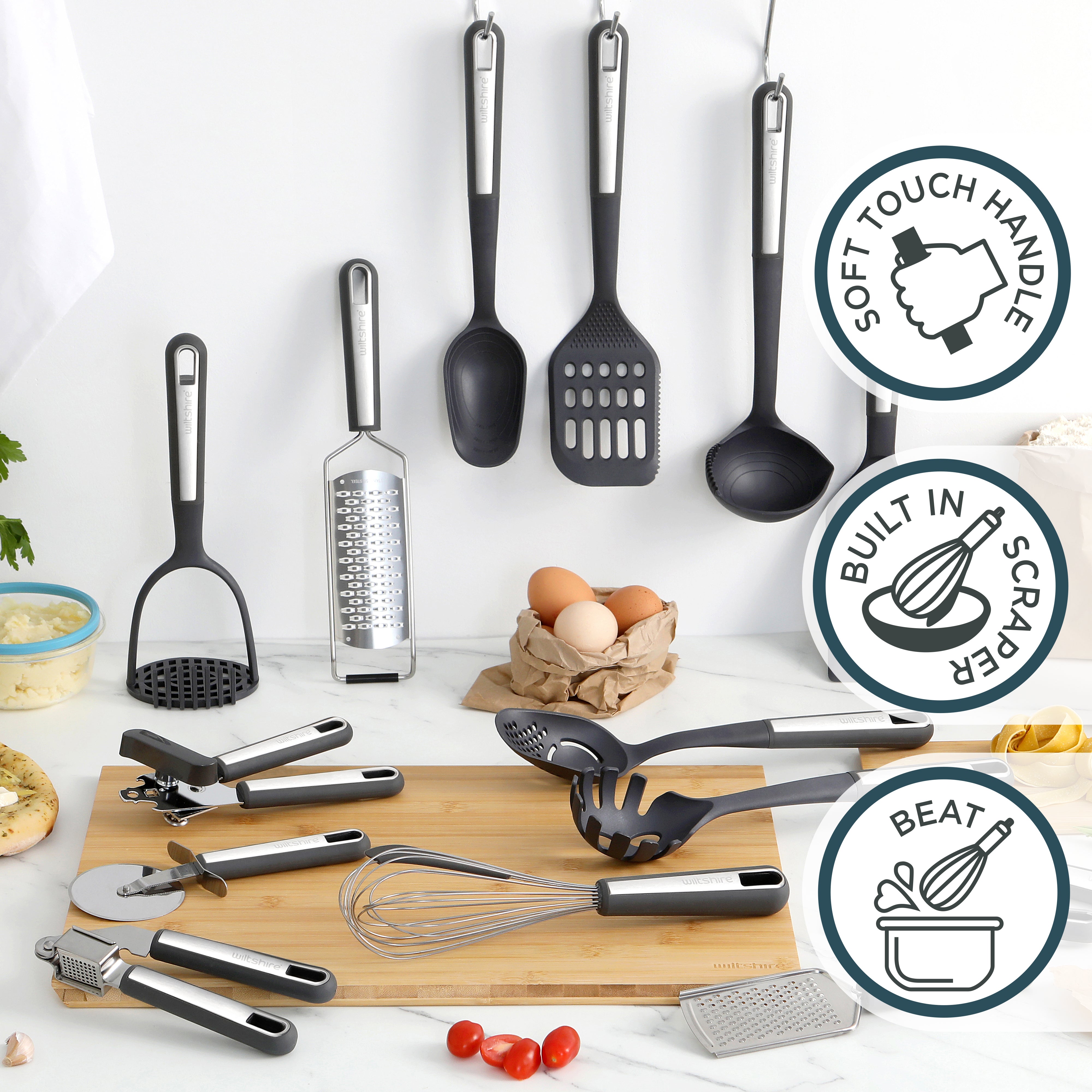Premium Silicone Whisk with Built-in Scraper - Non-Slip Ergonomic Handle for Baking, Cooking & Mixing - Perfect for Cake Batter, Sauces & Dough Preparation