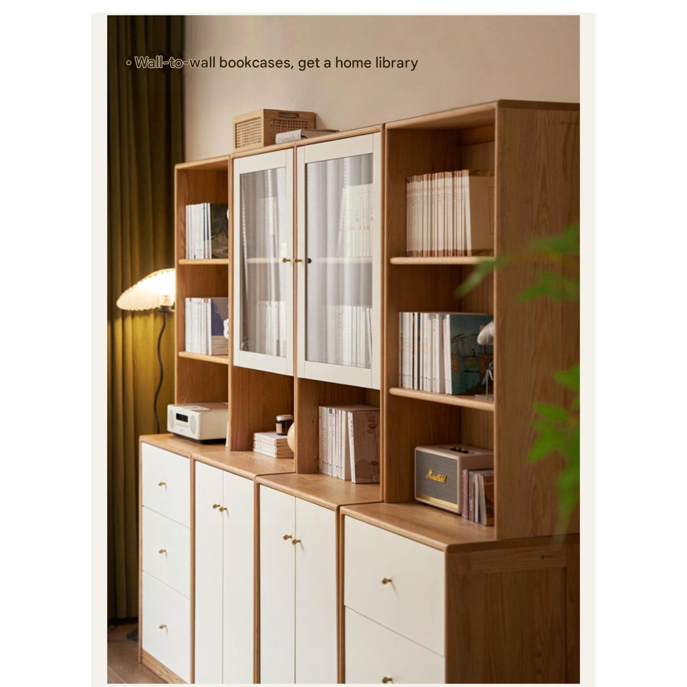 Oak and Poplar Solid Wood Bookcase - Sturdy and Stylish Bookshelf for Home Office, Living Room, or Library Storage