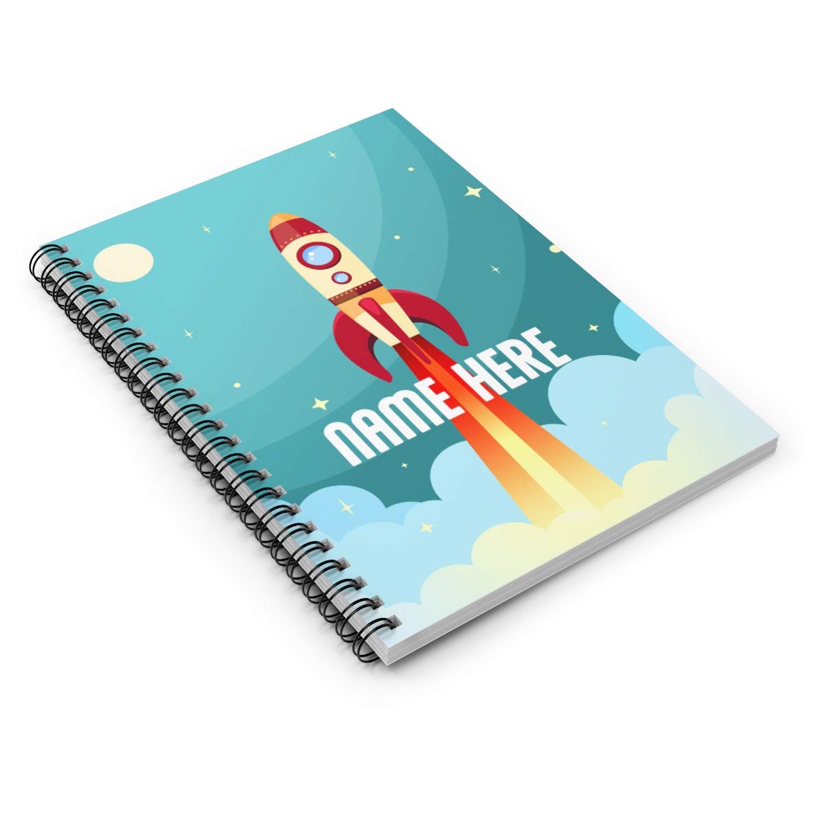 Custom Space Themed Spiral Notebook - Personalized Rocket Launch Design for Kids, Teens, Girls & Women | Unique Gift Idea for School, Journaling & Creative Writing