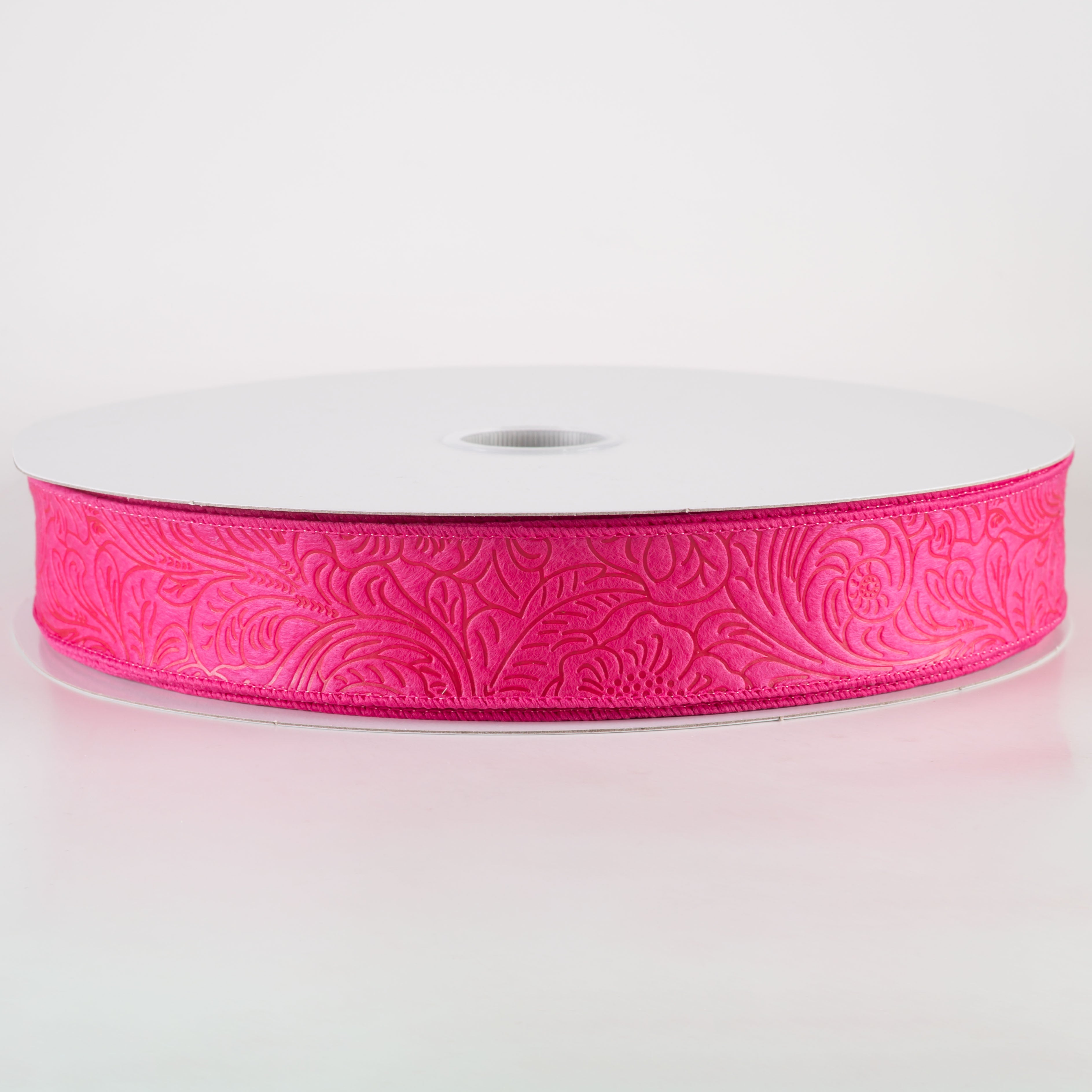 1.5 Inch Embossed Flower Breeze Ribbon - Fuchsia Hot Pink Grosgrain Ribbon (50 Yards) for Gift Wrapping, DIY Crafts, Hair Bows, Wedding Decorations