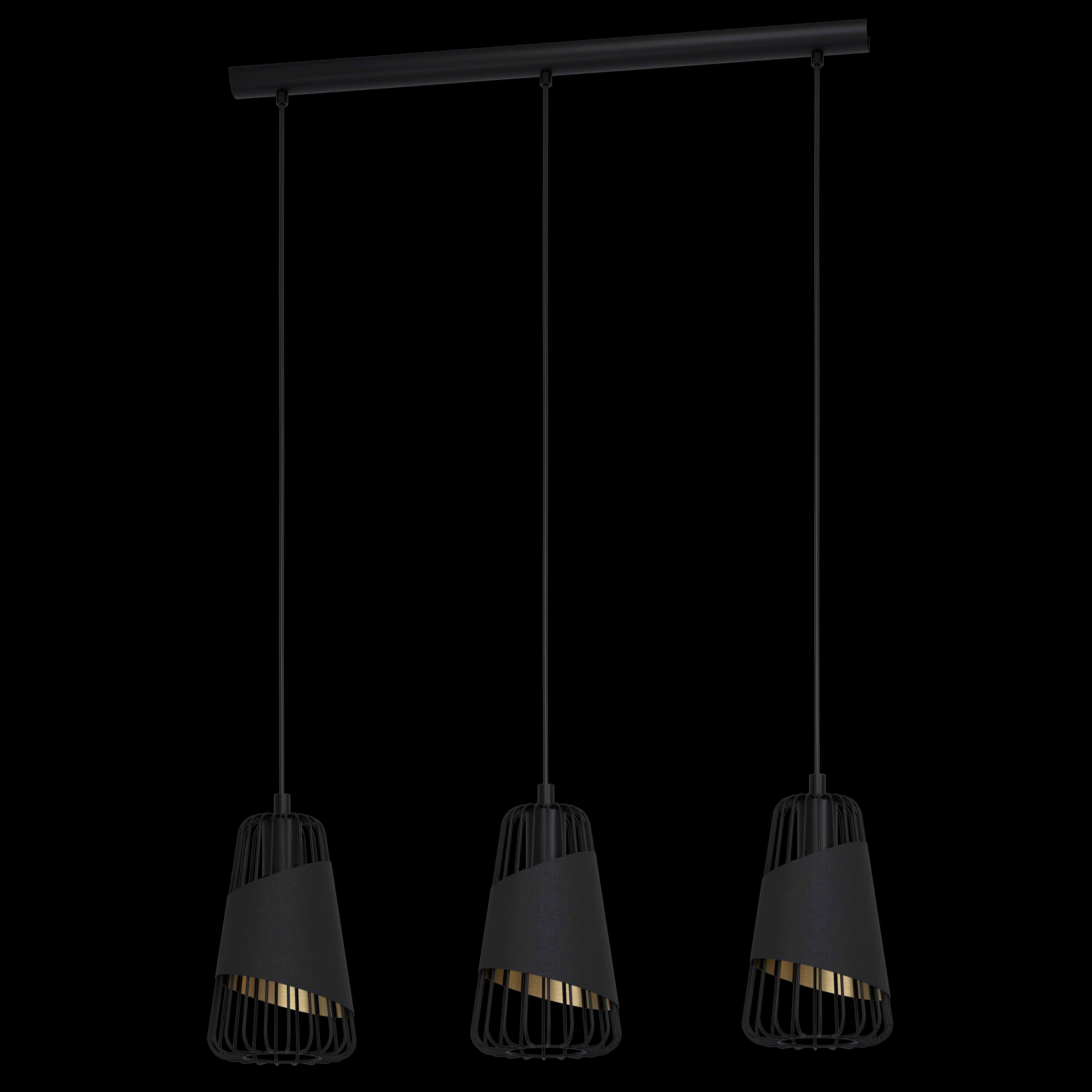Eglo Austell 3-Light Black & Gold Wire Framed Ceiling Pendant Light Fixture - Modern Dining Room, Kitchen Island, or Entryway Lighting