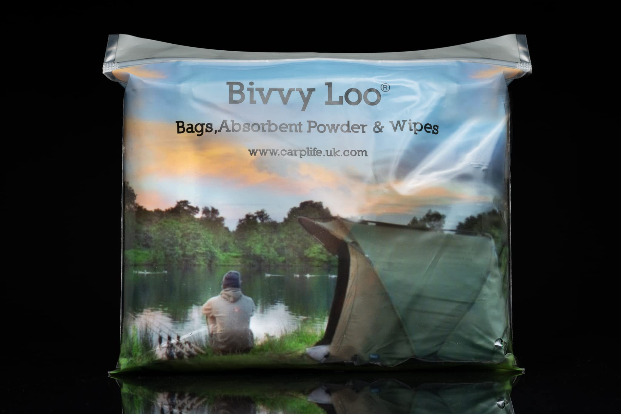Bivvy Loo - Portable Camping Toilet Liner Bags Kit with 12 Biodegradable Bags, 40 Wipes & 12 Waste Powder Sachets - Emergency & Outdoor Travel Toilet Solution for RV, Hiking, Boating