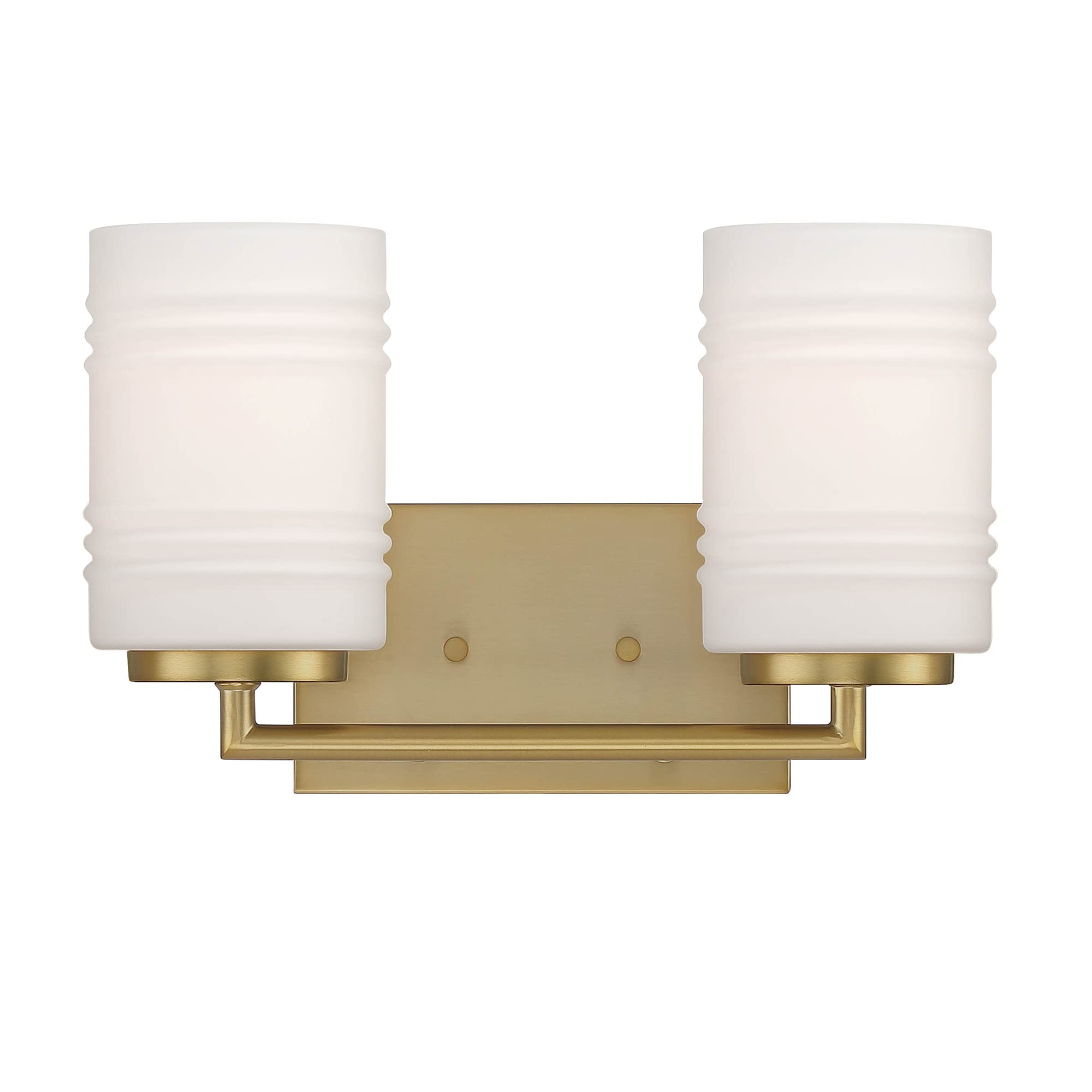 DESIGNERS FOUNTAIN Leavenworth 2-Light Bathroom Vanity Light Fixture in Brushed Gold - Modern Dimmable LED Lighting for Bathroom, Powder Room & Dressing Area (Model D257M-2B-BG)