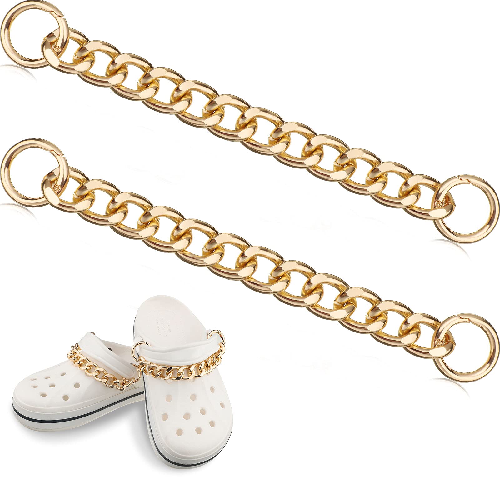 Waydress 2-Piece Metal Shoe Charms Chain Set - DIY Hanging Shoe Accessories with Adjustable Buckle for Sneakers, Boots & Sandals - Perfect for Birthday, Halloween, Christmas Gifts & Party Outfits