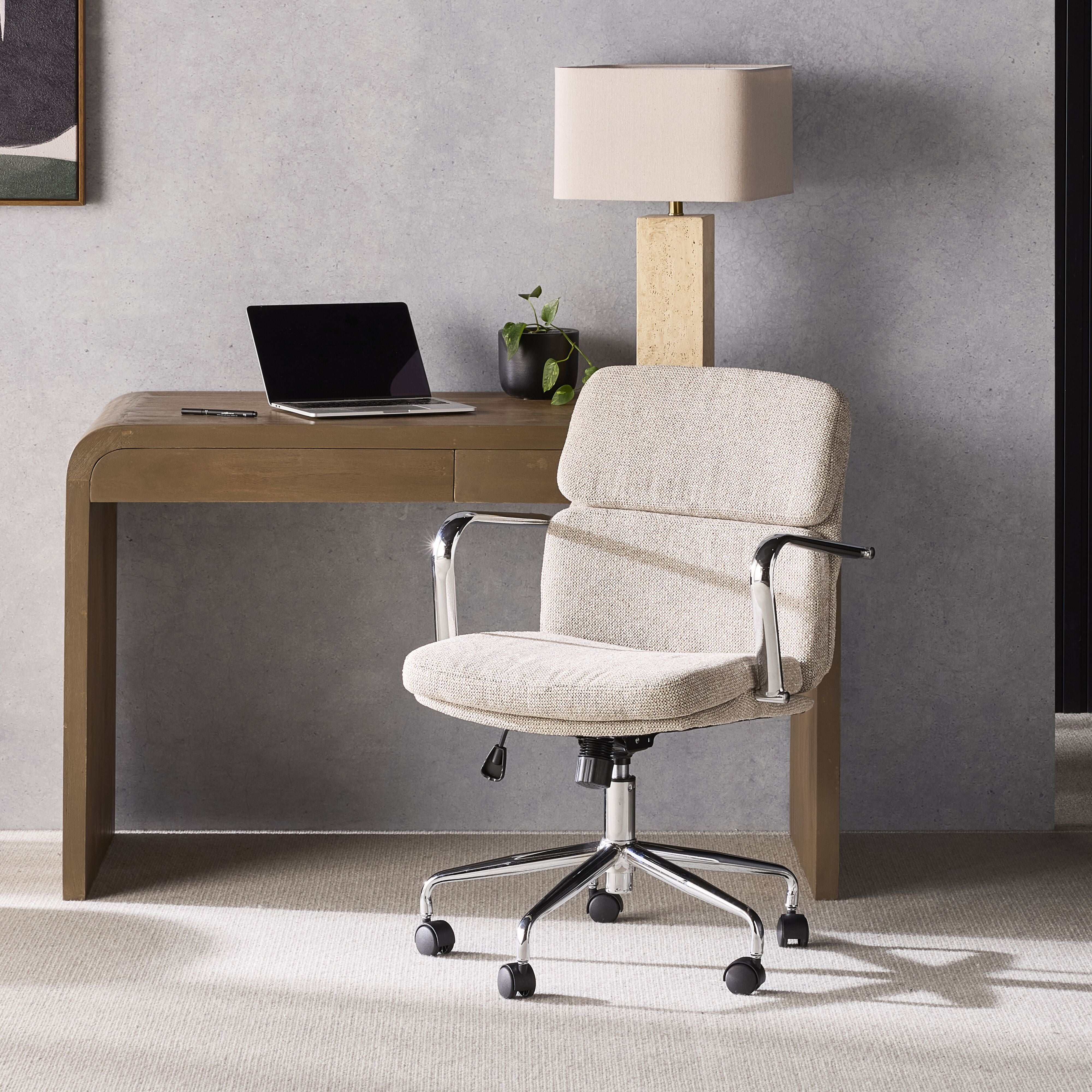 Premium Archie Desk Chair in Natural Wood Finish - Ergonomic Office Chair for Home & Workspaces - Ideal for Studying, Working & Gaming