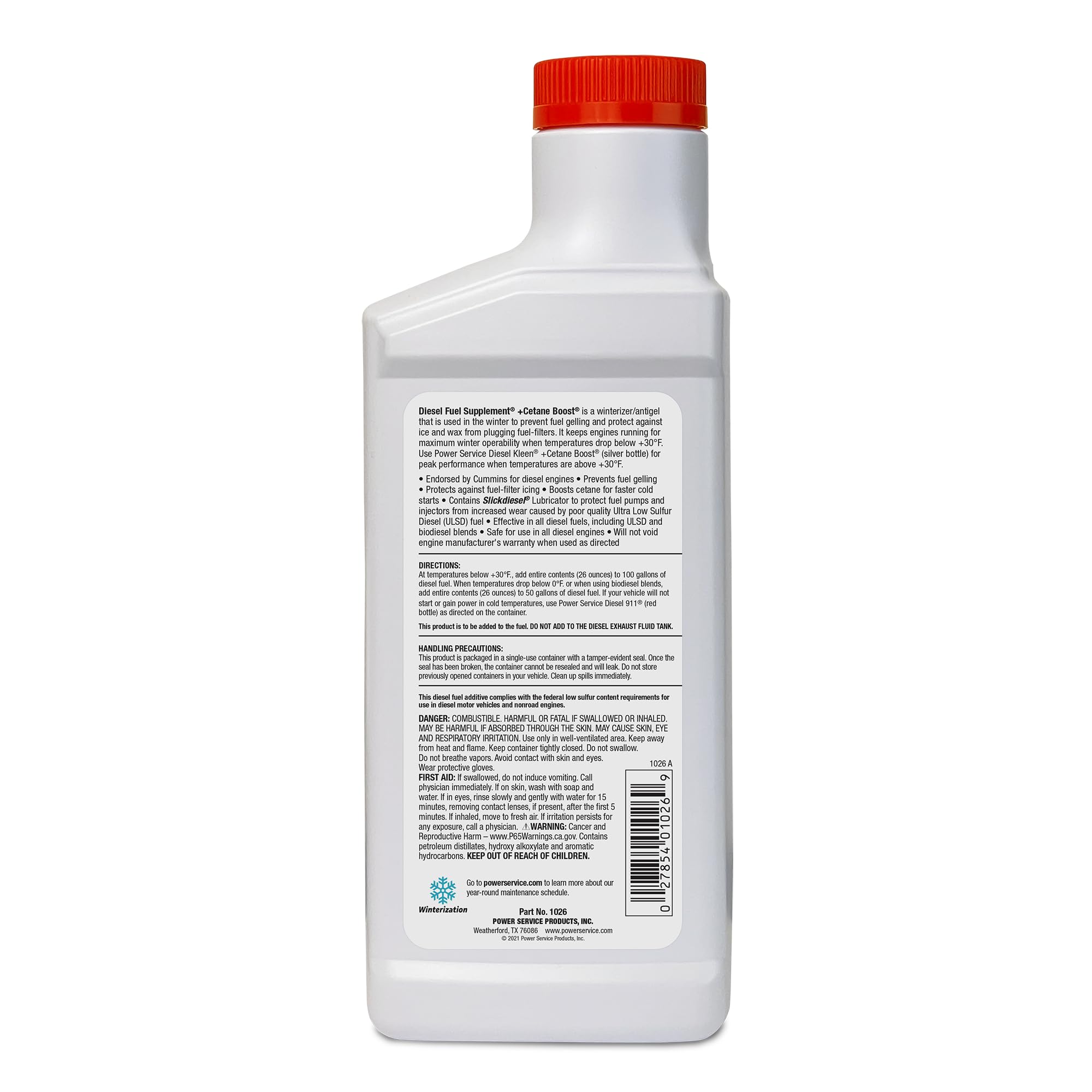 Power Service Diesel Fuel Supplement + Cetane Boost - 26 oz (12 Pack) | Improves Fuel Economy & Engine Performance | Ideal for Trucks, Heavy Equipment & Winter Driving