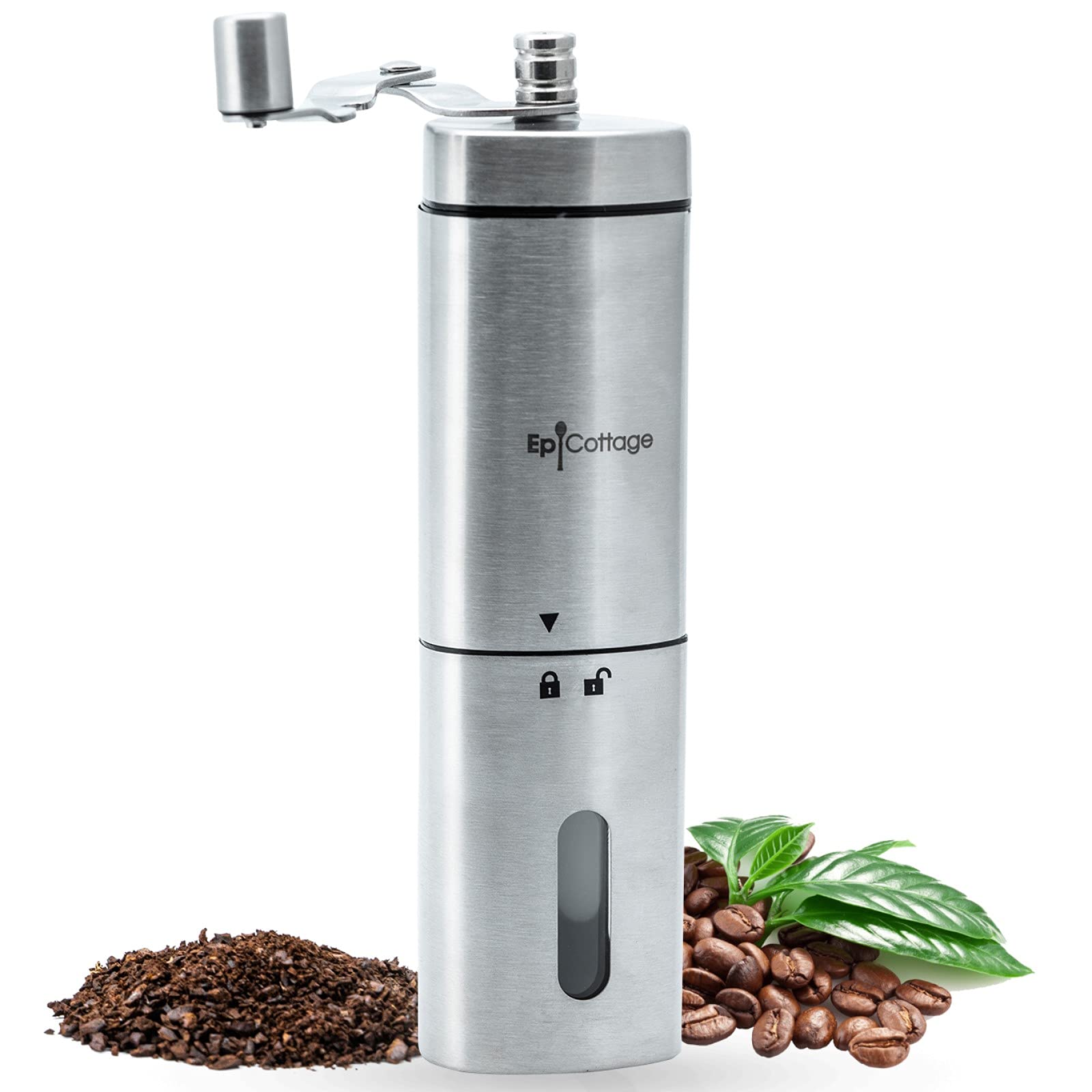 Premium Manual Coffee Grinder - Adjustable Stainless Steel Conical Burr Mill for Espresso, French Press & Pour Over - Portable Hand Crank Coffee Bean Grinder for Travel, Camping, Backpacking & Home Use - Perfect for Outdoor Adventures & Daily Brewing