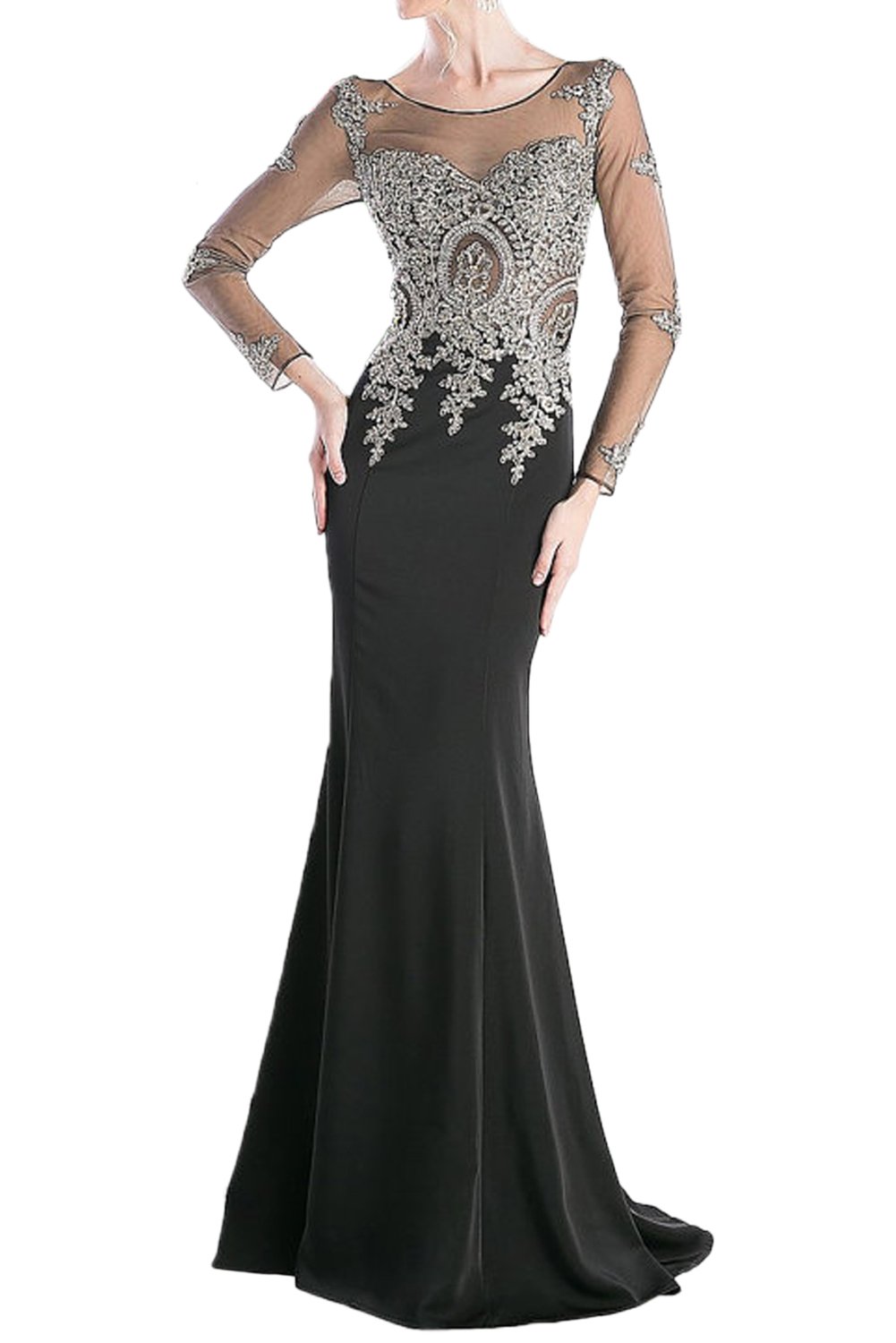 Elegant Mermaid Long Sleeve Applique Wedding Dress for Bride & Mother of the Bride - Perfect for Formal Weddings, Evening Galas & Special Occasions