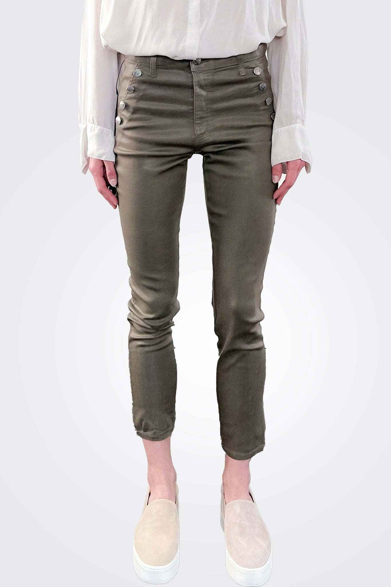 Coated Helena Skinny Jeans in Gunmetal - Trendy High-Waisted Coated Denim Pants for Women | Perfect for Night Out, Party & Casual Wear