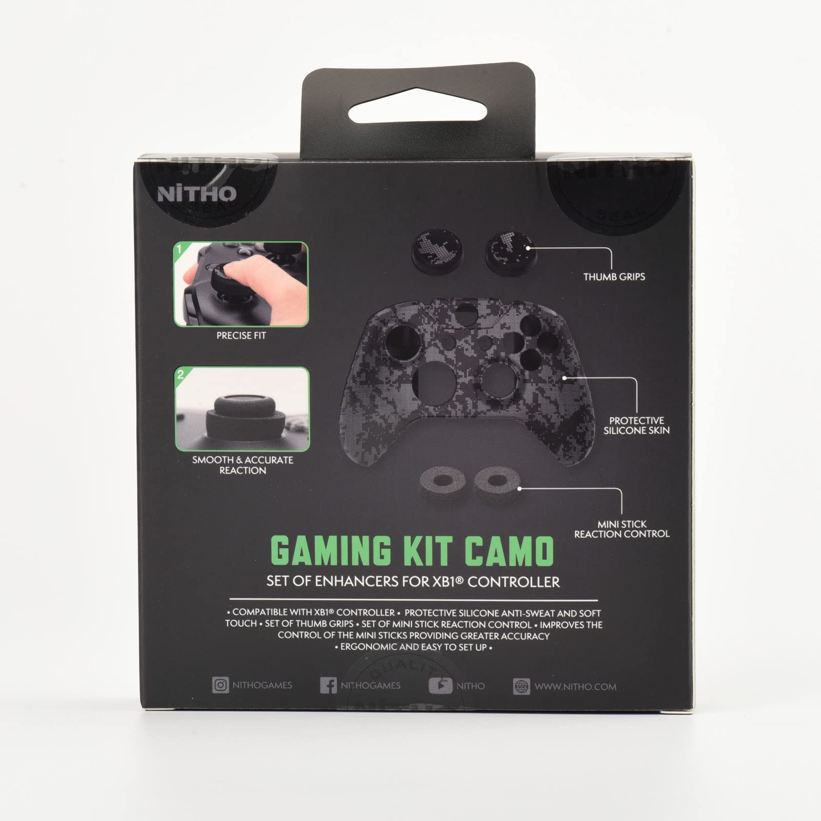 Xbox One Controller Gaming Kit V2 - Anti-Sweat Silicone Case, 2 Game Control Buttons & Mini Analog Cuffs - Prevent Scratches & Improve Grip for Enhanced Gaming Experience