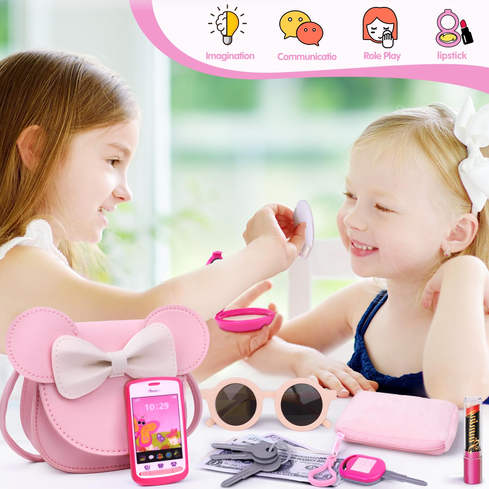 Girls Pretend Play Purse with Makeup Toys - Gift for 3-8 Year Olds | Birthday & Christmas Present for Toddlers