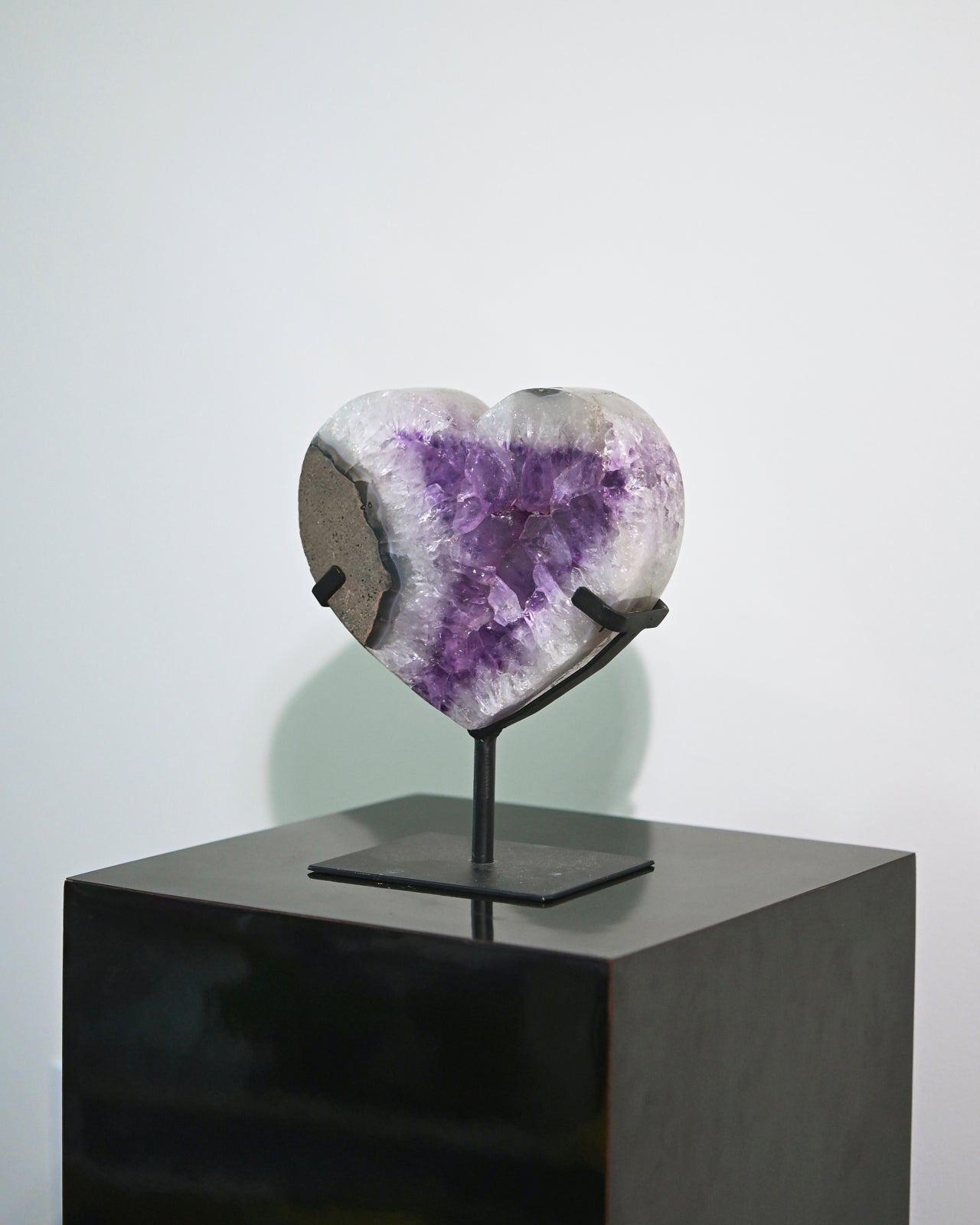 Natural Amethyst Crystal Geode Heart on Wooden Stand - 5.5lbs Purple Healing Stone for Home Decor, Meditation & Spiritual Gifts